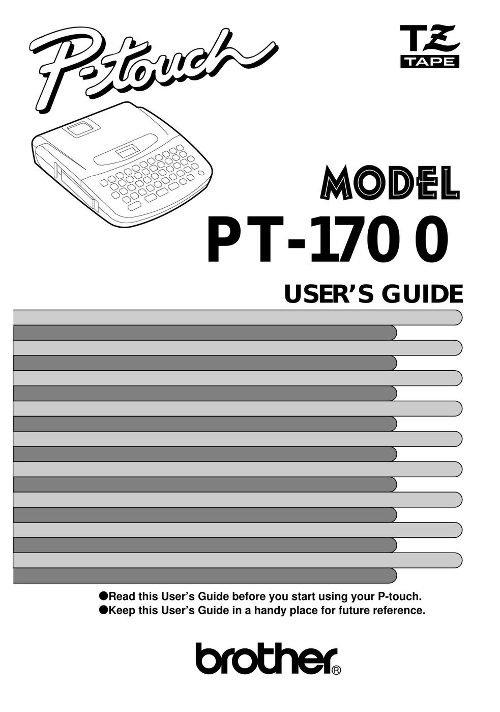 Brother PT-1700 Label Maker User Manual