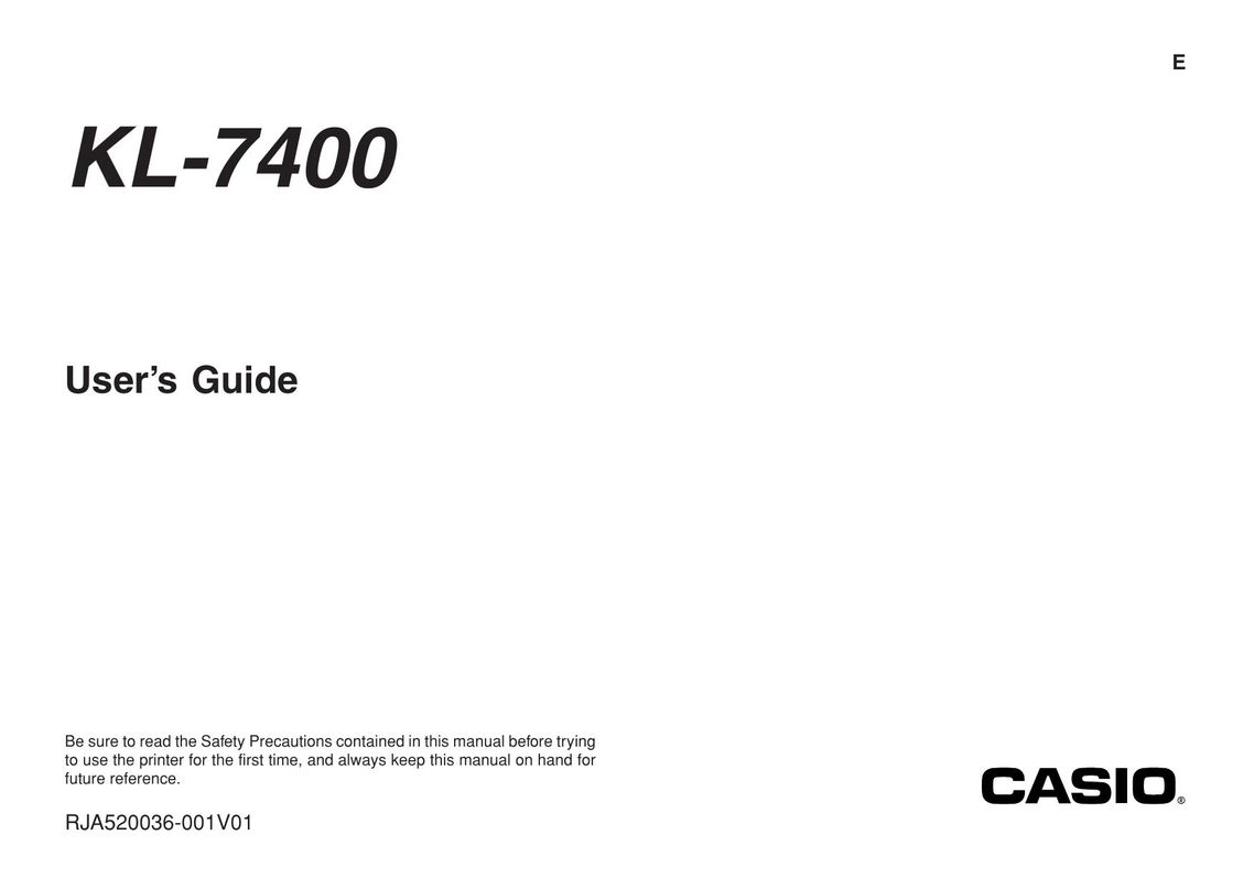 Casio KL-7400 Label Maker User Manual