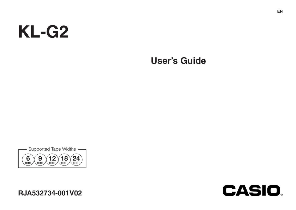 Casio KL-G2 Label Maker User Manual