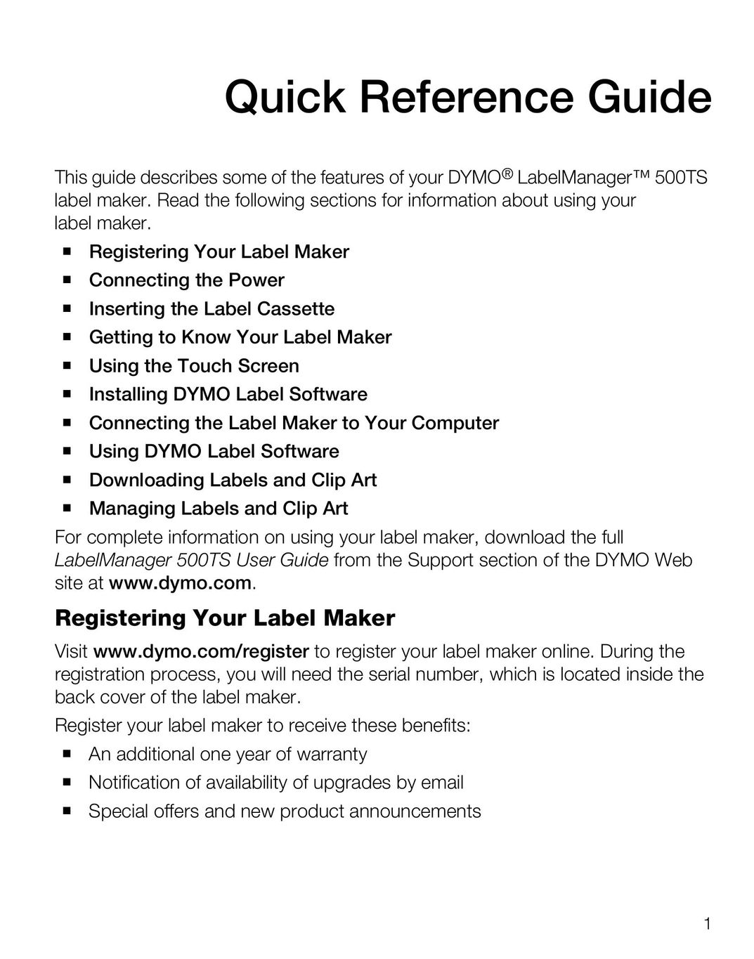 Dymo 500TS Label Maker User Manual