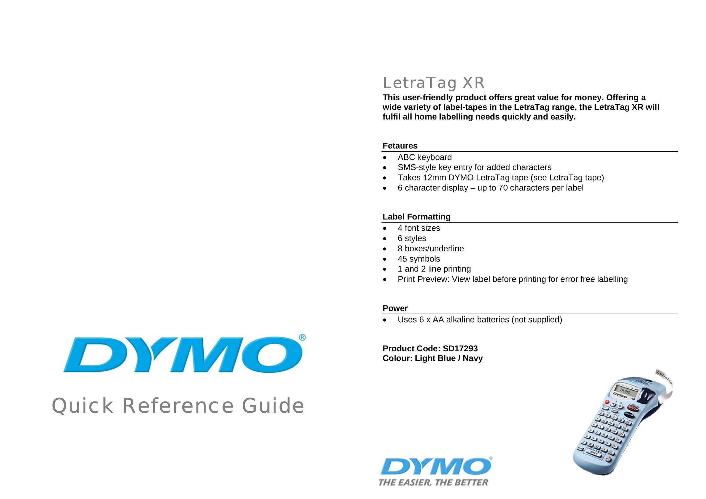 Dymo SD17293 Label Maker User Manual