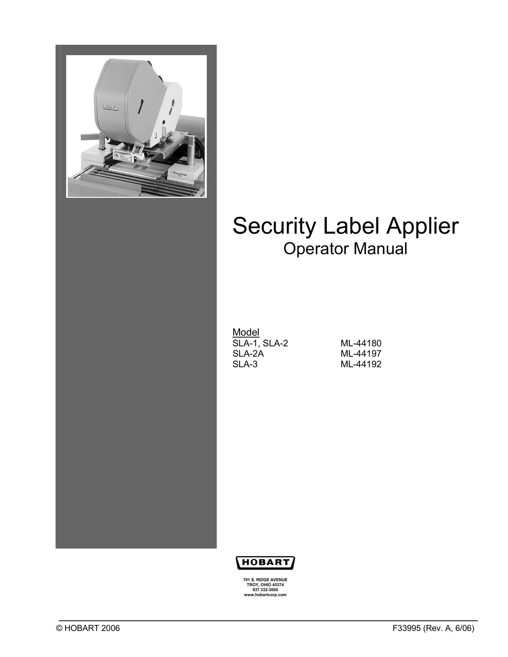 Hobart SLA-3 ML-44192 Label Maker User Manual