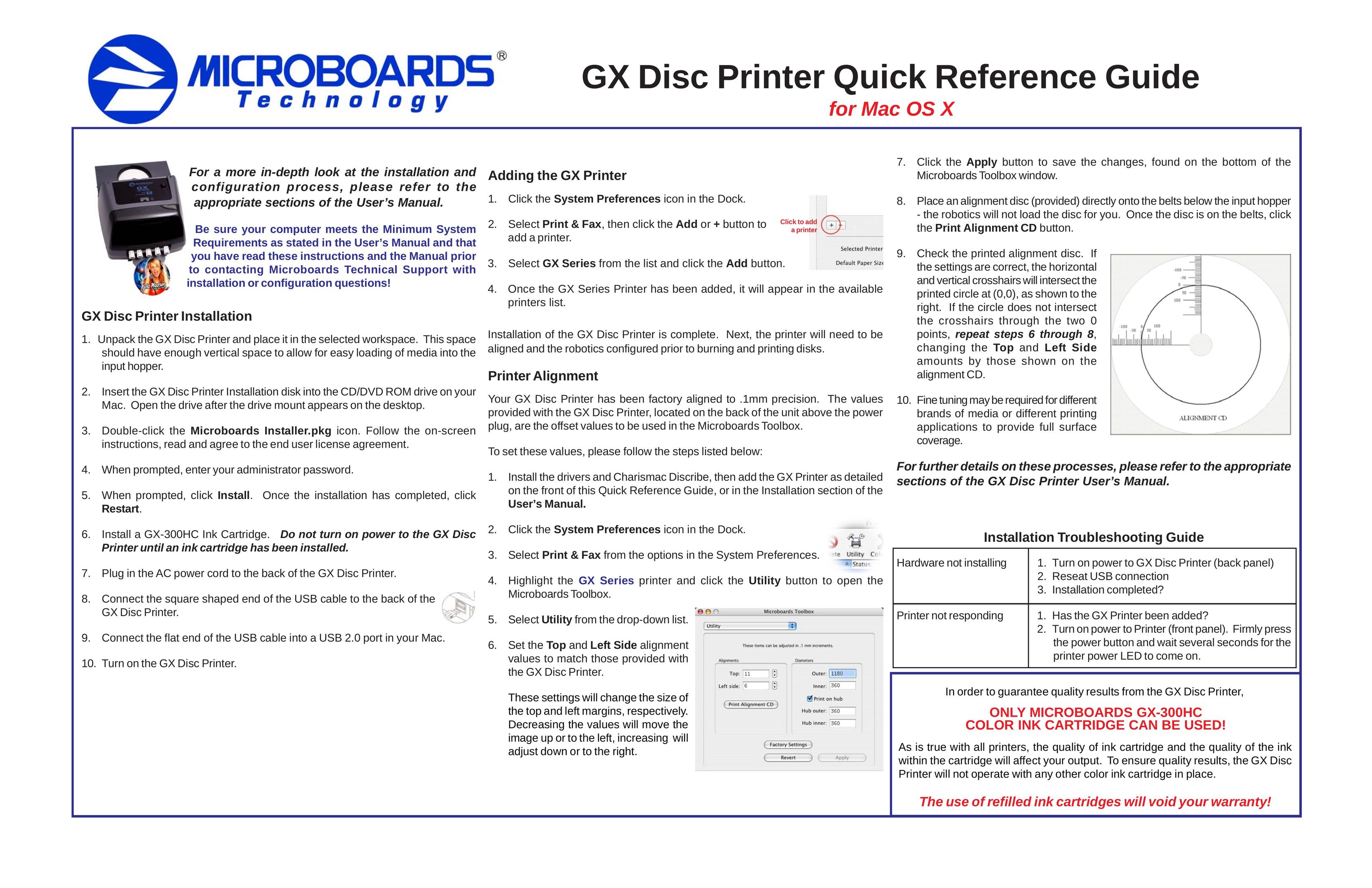 MicroBoards Technology GX Disc Printer Label Maker User Manual