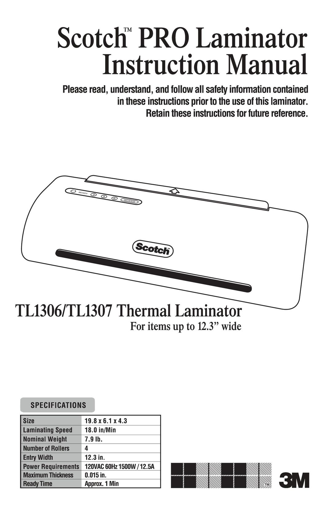 3M TL1306/TL1307 Laminator User Manual