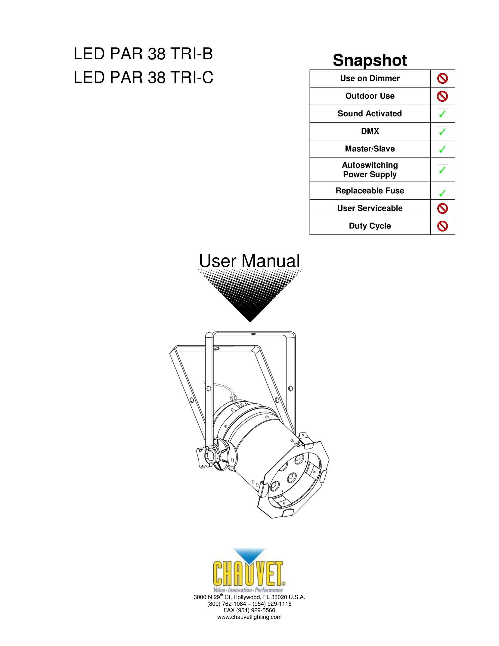 Chauvet LED PAR 38 TRI-C Laminator User Manual