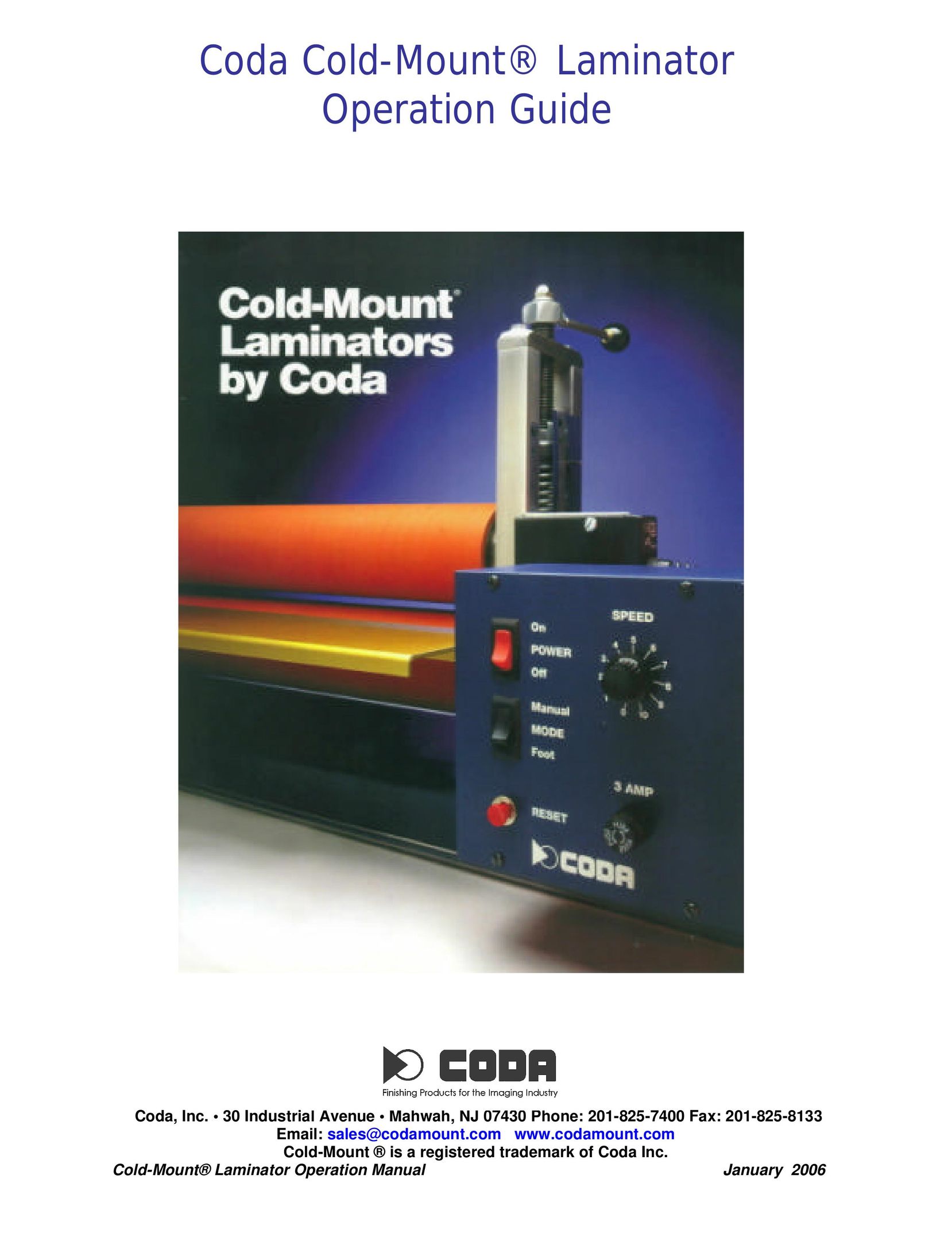 Coda Cold-Mount Laminator Laminator User Manual