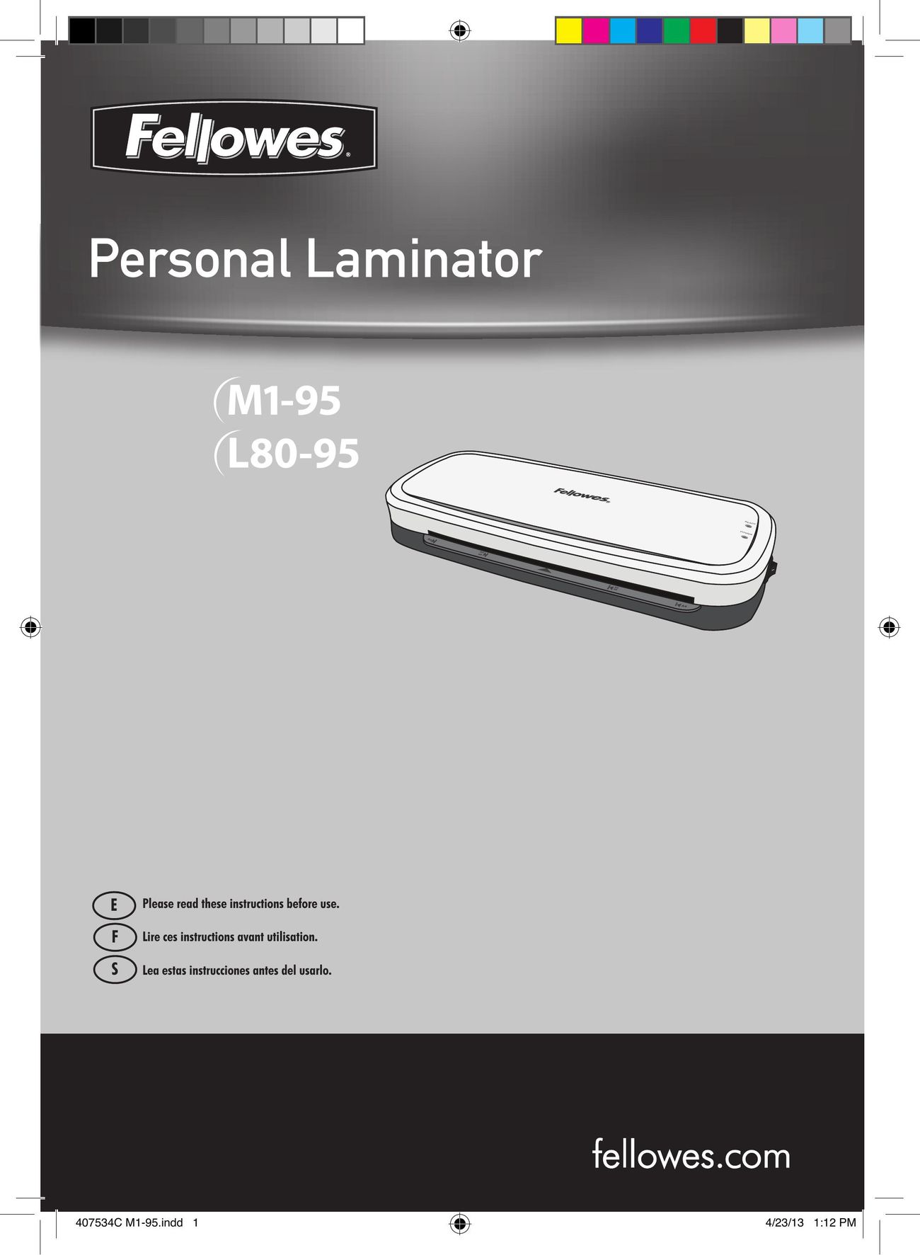 Fellowes L80-95 Laminator User Manual