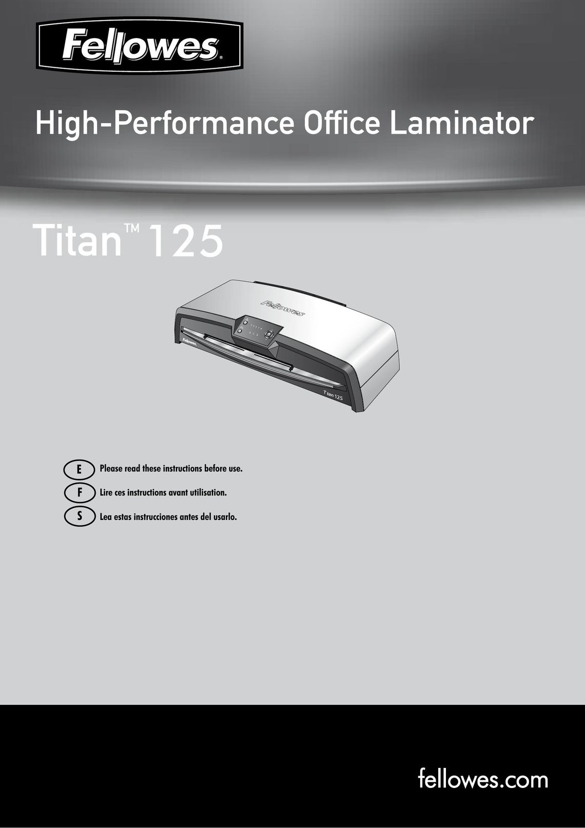 Fellowes Titan 125 Laminator User Manual