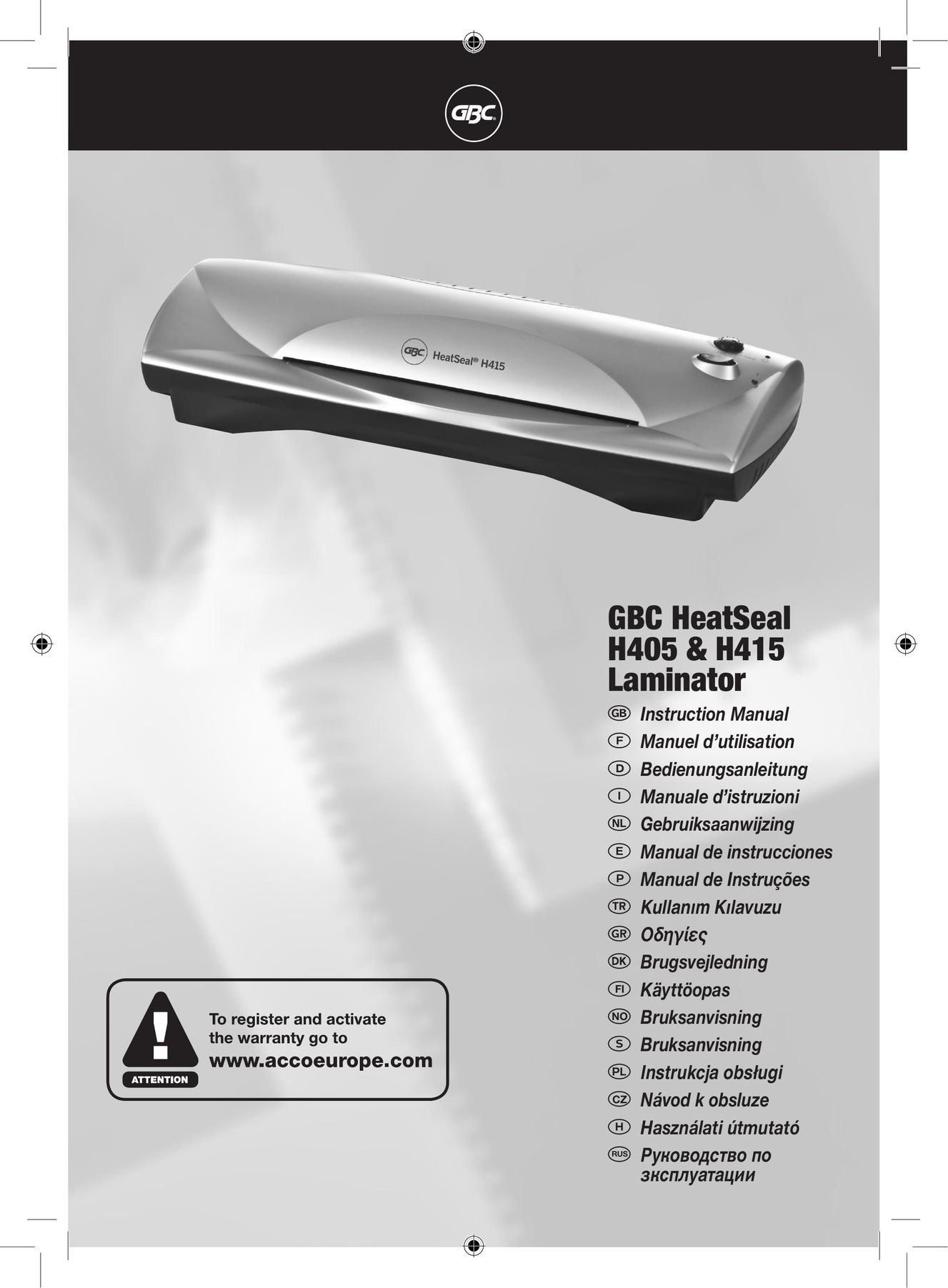GBC H405 Laminator User Manual