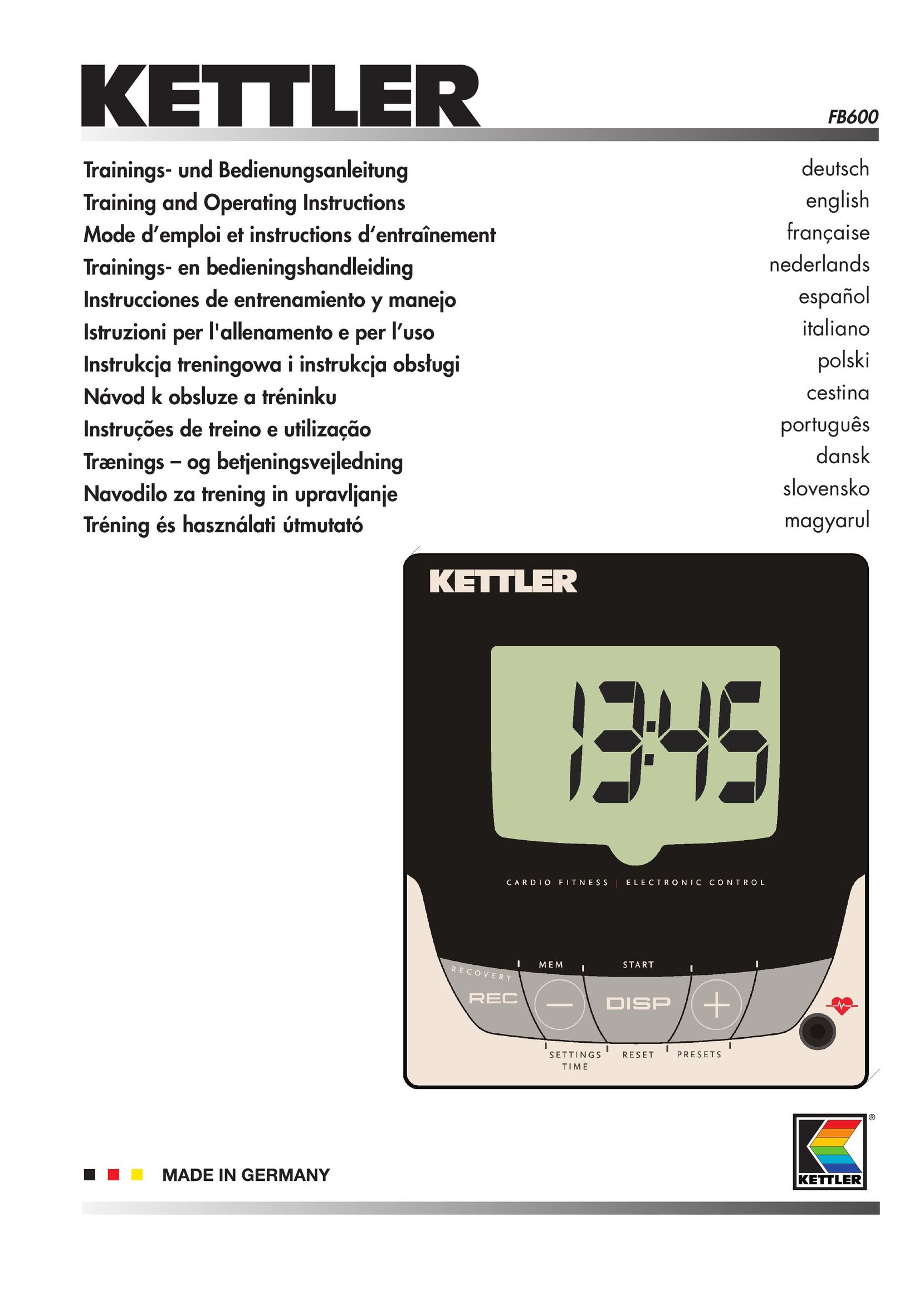Kettler FB600 Laminator User Manual