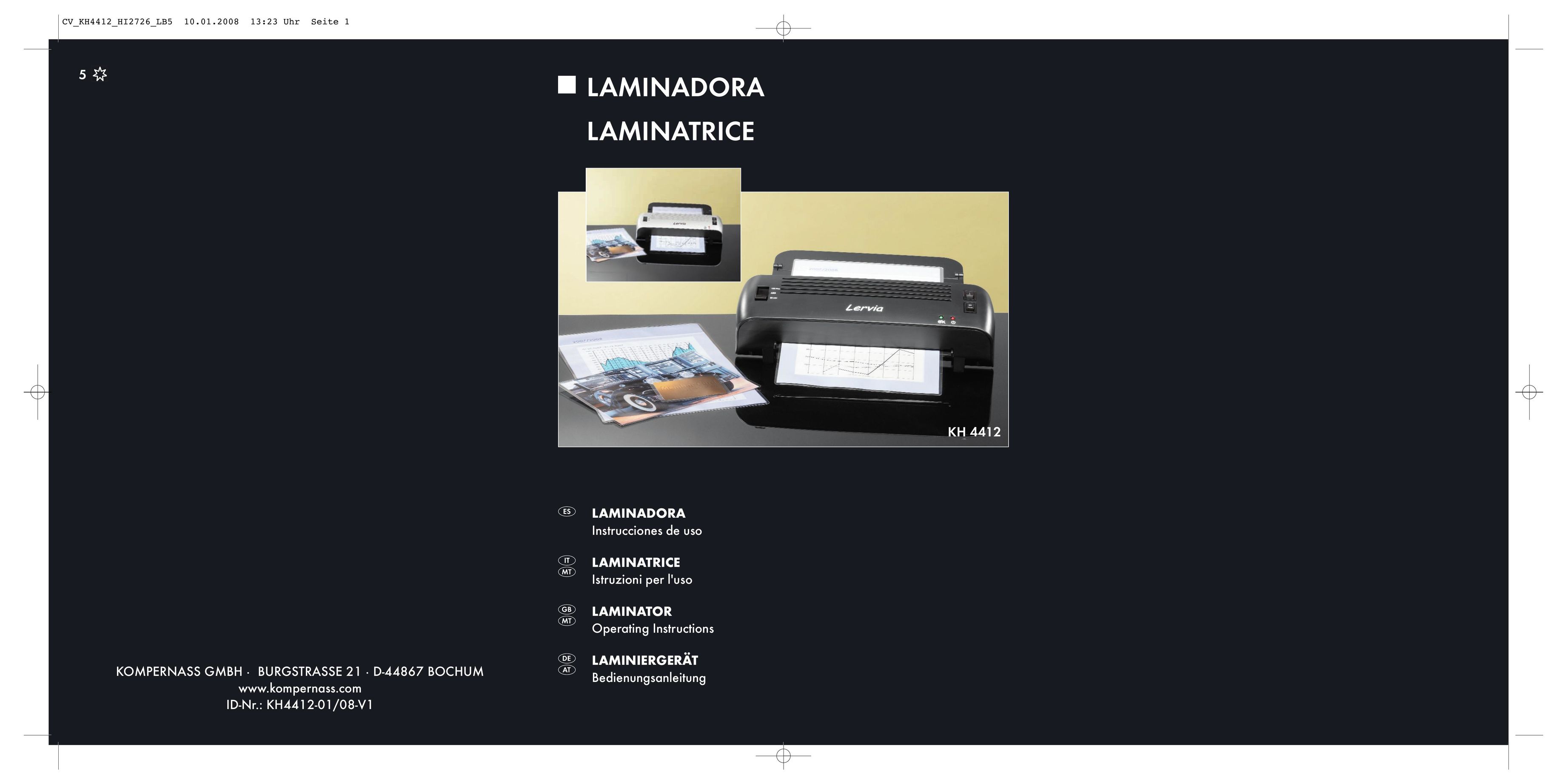 Kompernass KH 4412 Laminator User Manual