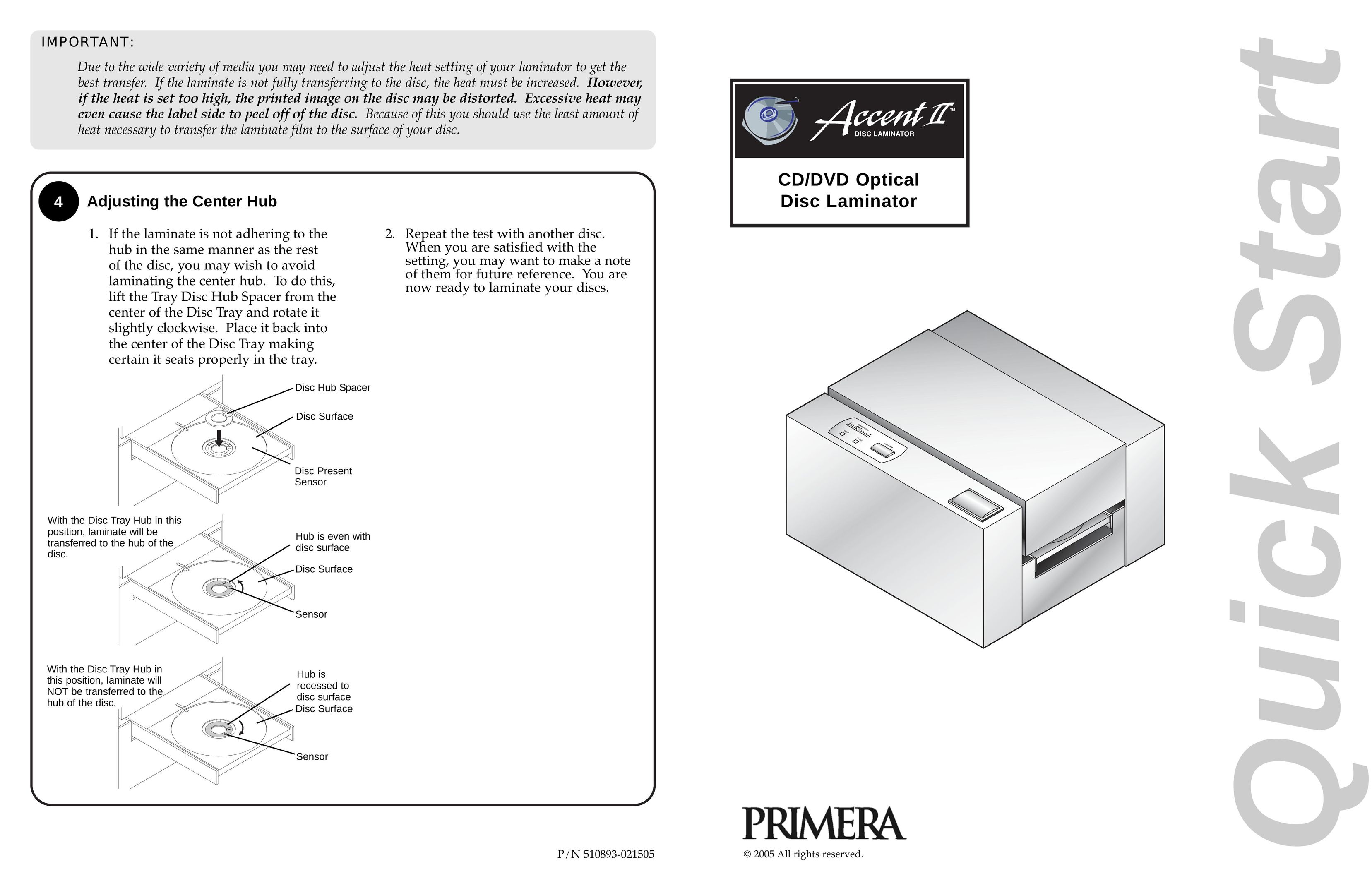 Primera Technology 510893-021505 Laminator User Manual