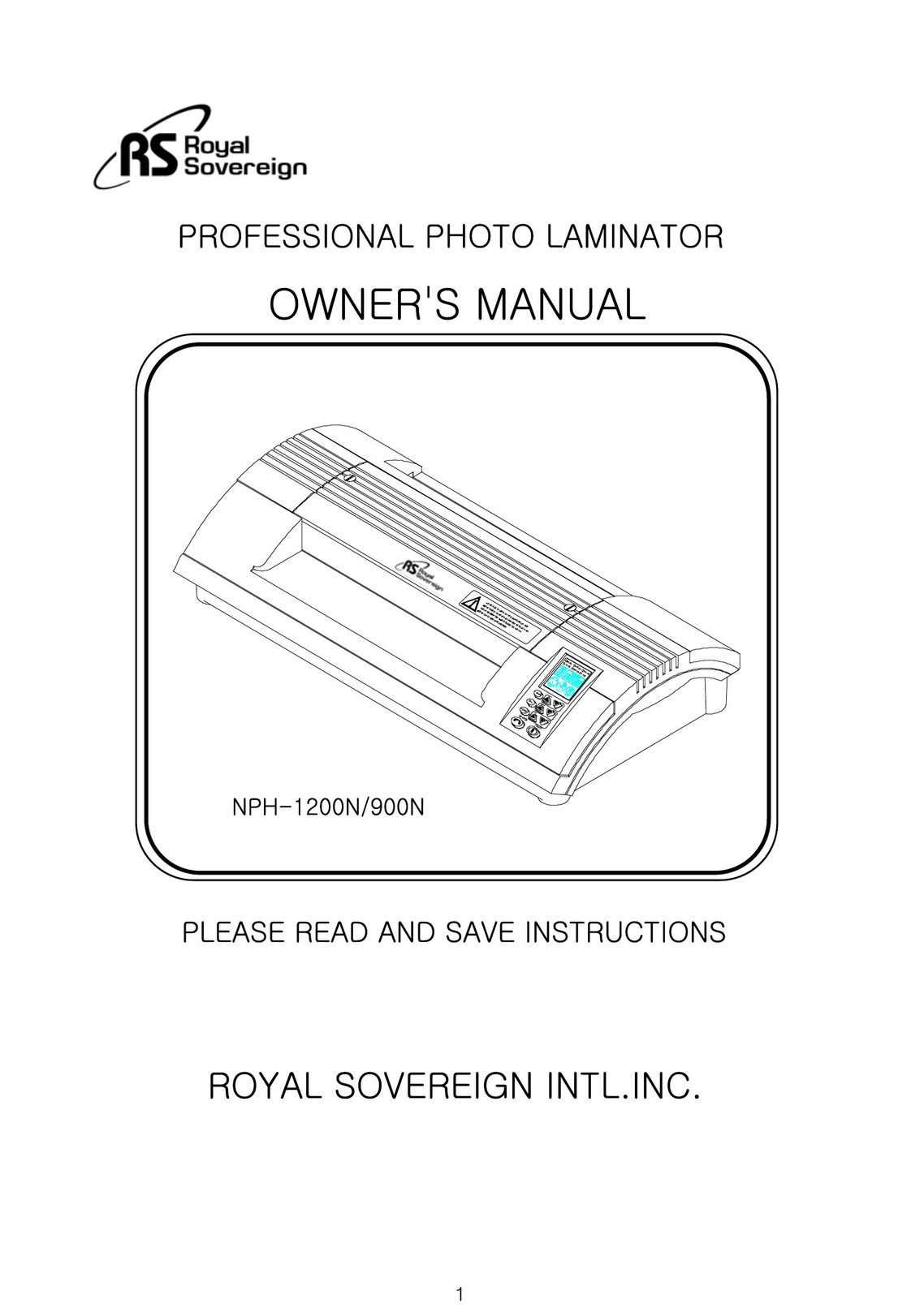 Royal Sovereign 900NPH-1200N Laminator User Manual