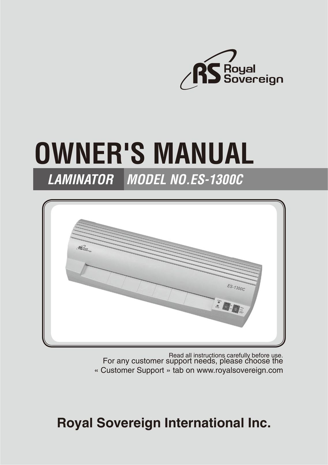 Royal Sovereign ES-1300C Laminator User Manual