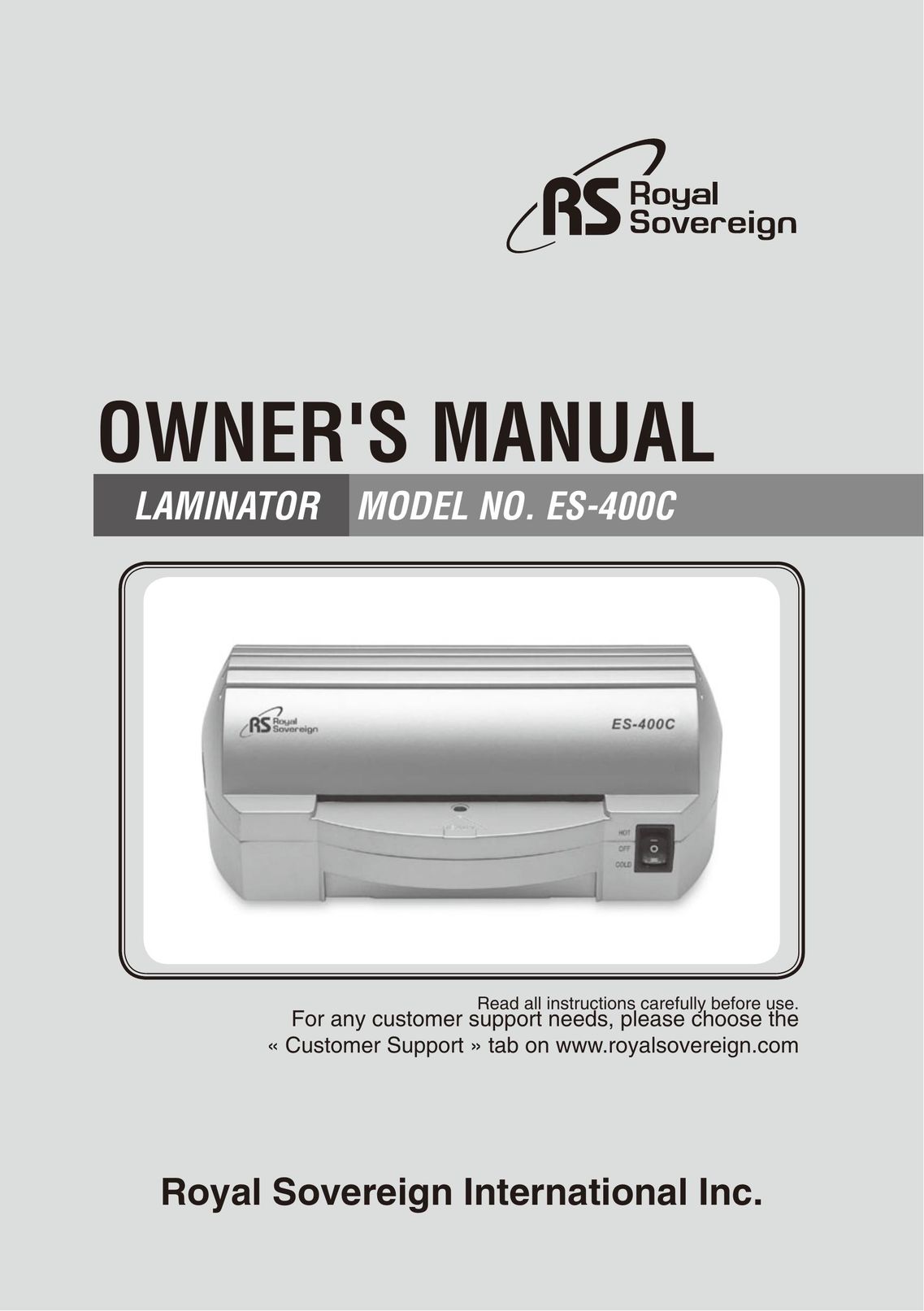 Royal Sovereign ES-400C Laminator User Manual