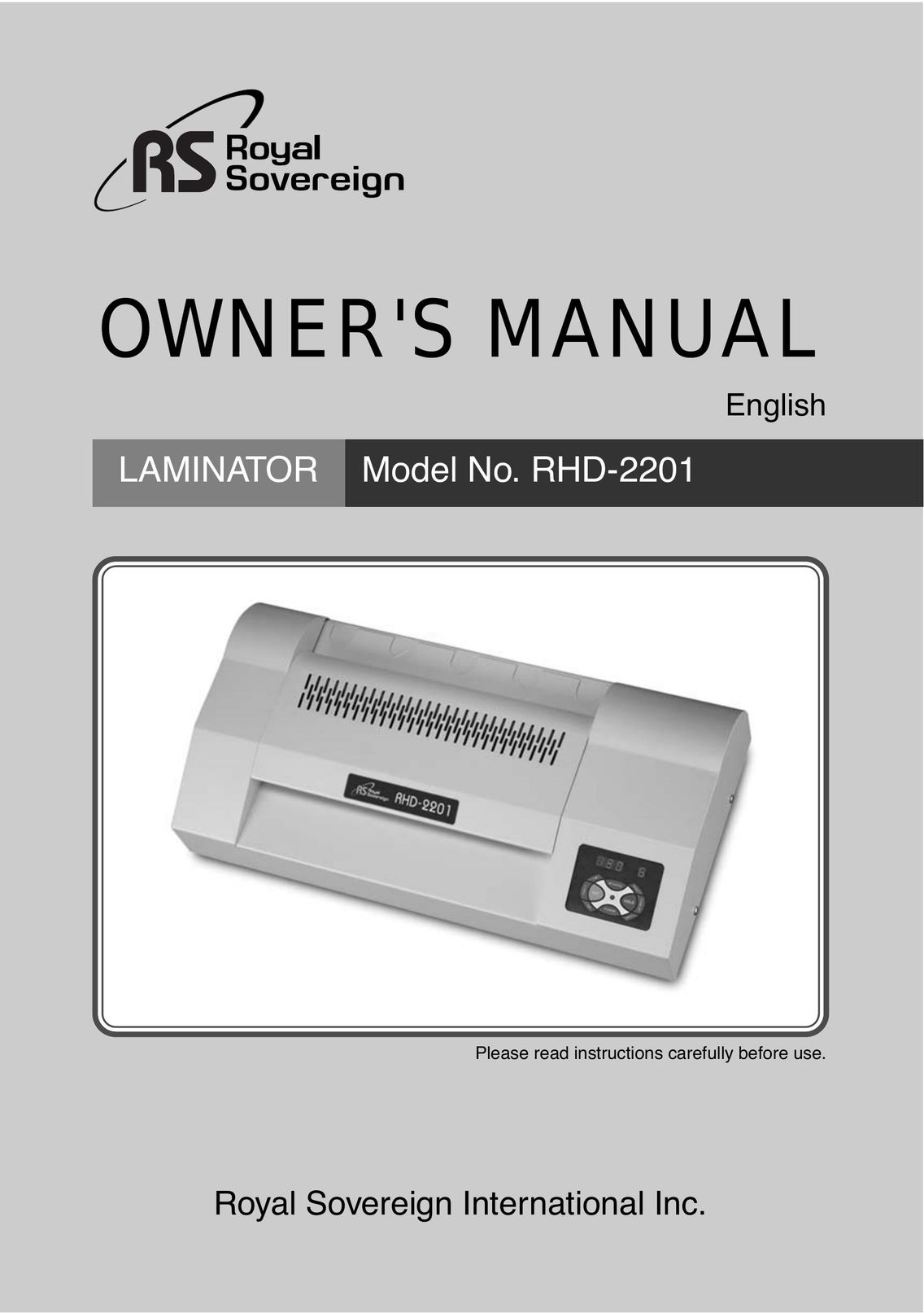 Royal Sovereign RHD-2201 Laminator User Manual