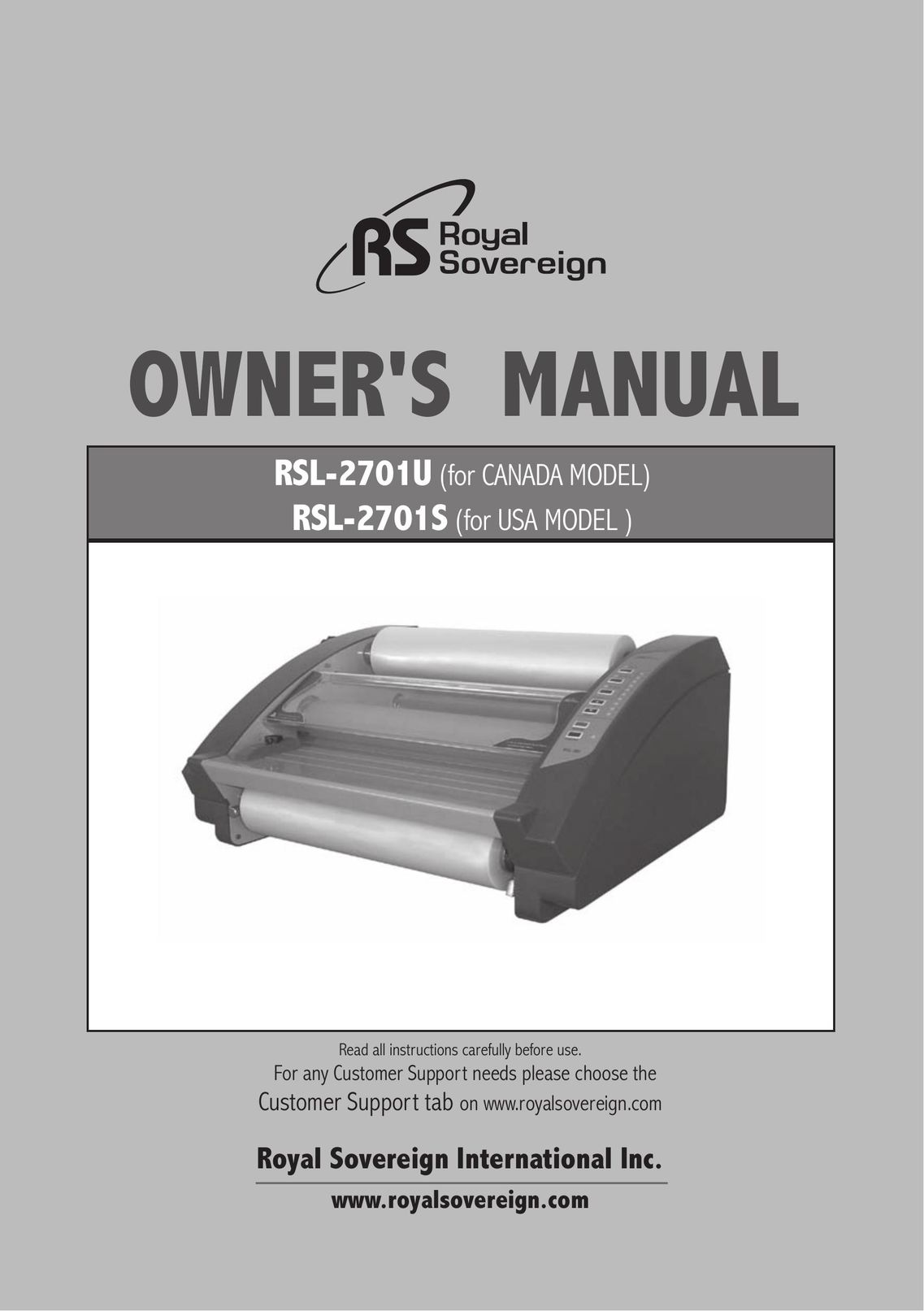 Royal Sovereign RSL2701S Laminator User Manual