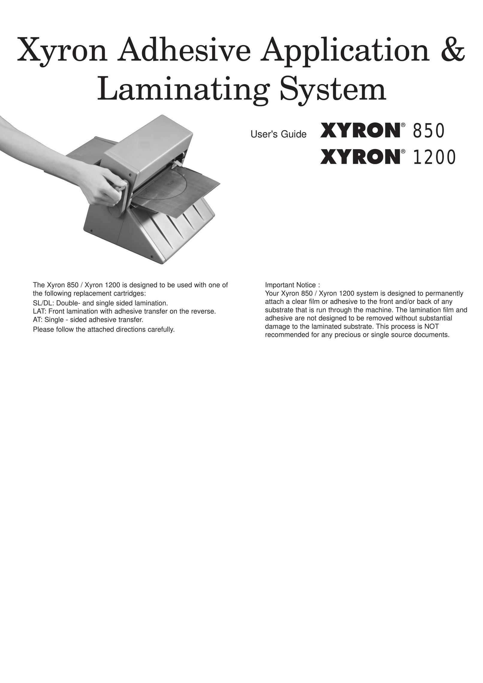 Xyron 850 Laminator User Manual