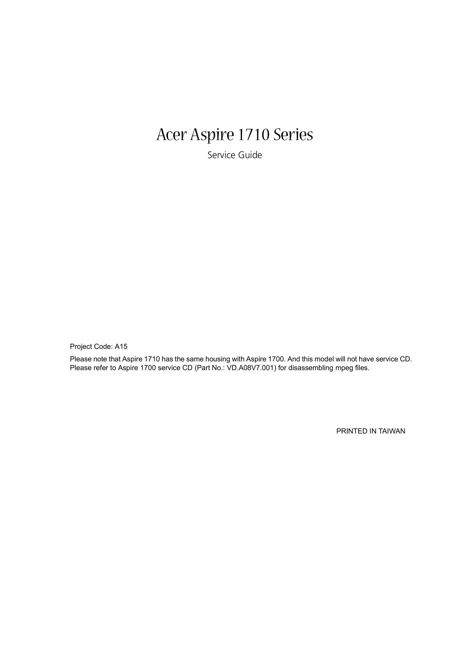 Acer 1710 Laptop User Manual
