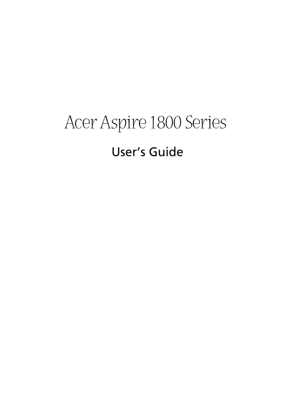 Acer 1800 Series Laptop User Manual