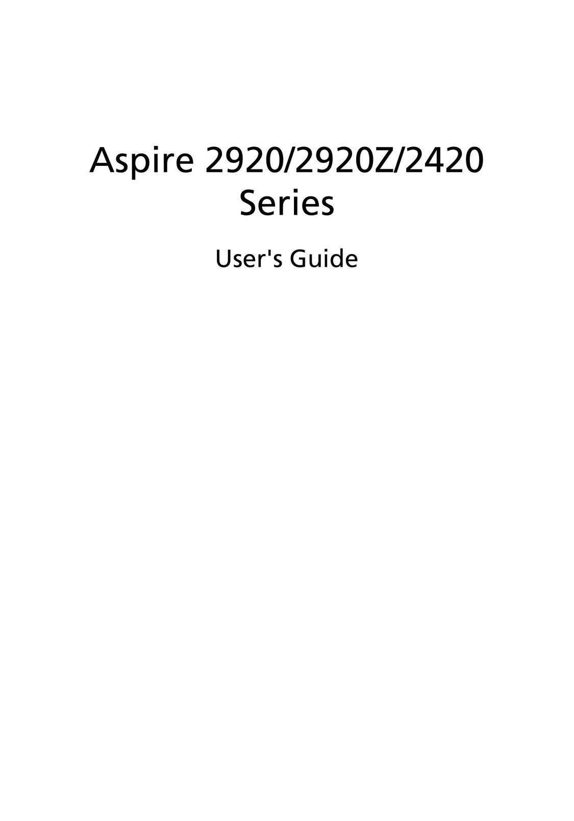 Aspire Digital 2920Z Laptop User Manual