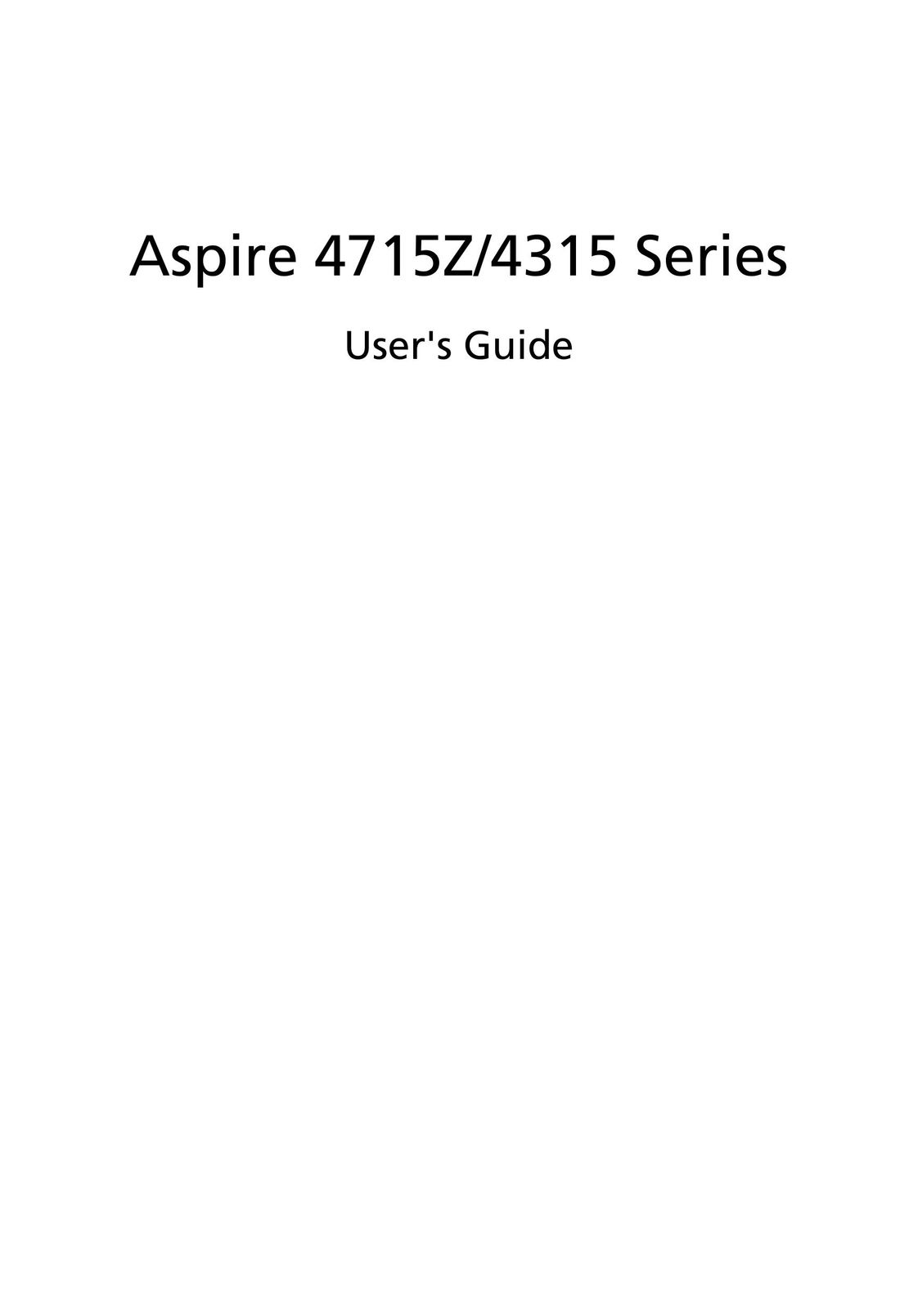 Aspire Digital 4315 Laptop User Manual