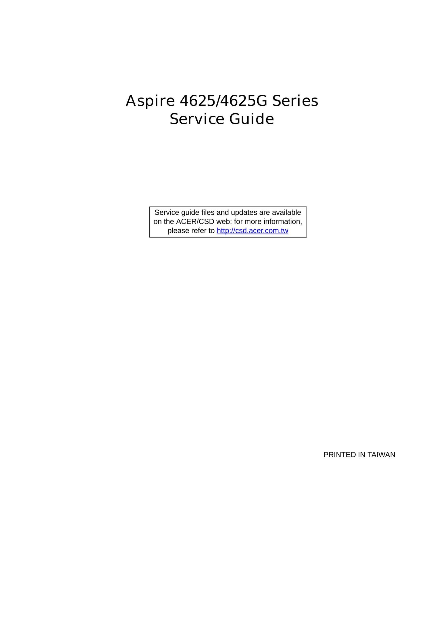 Aspire Digital 4625G Laptop User Manual