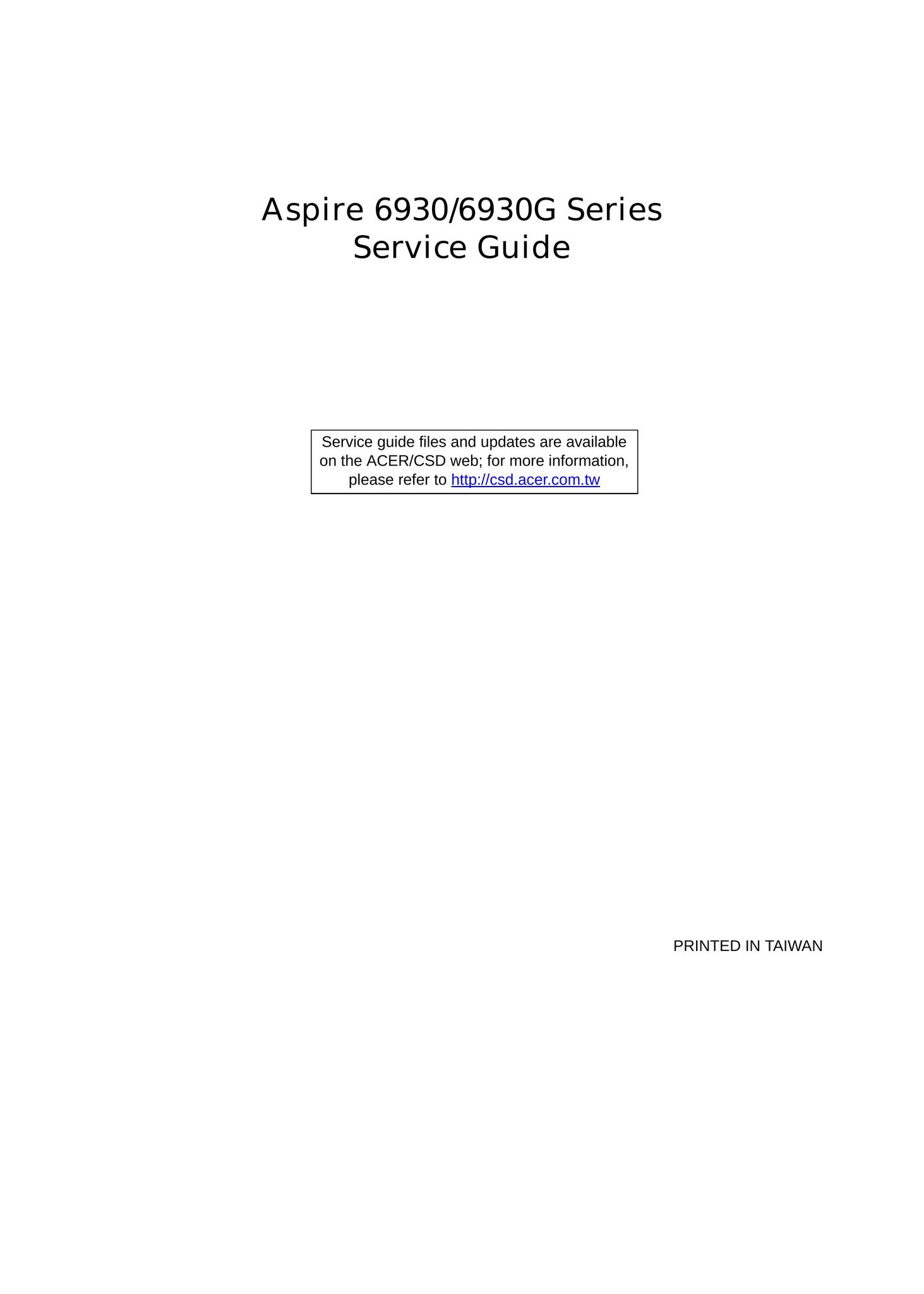 Aspire Digital 6930 Laptop User Manual