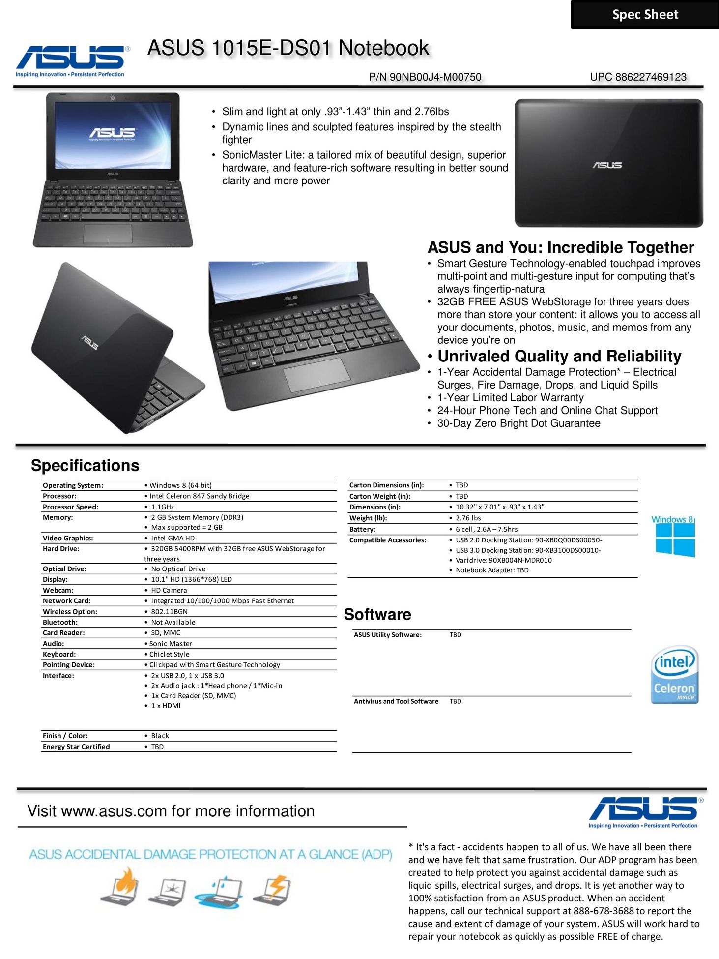 Asus 1015E-DS01-PK Laptop User Manual