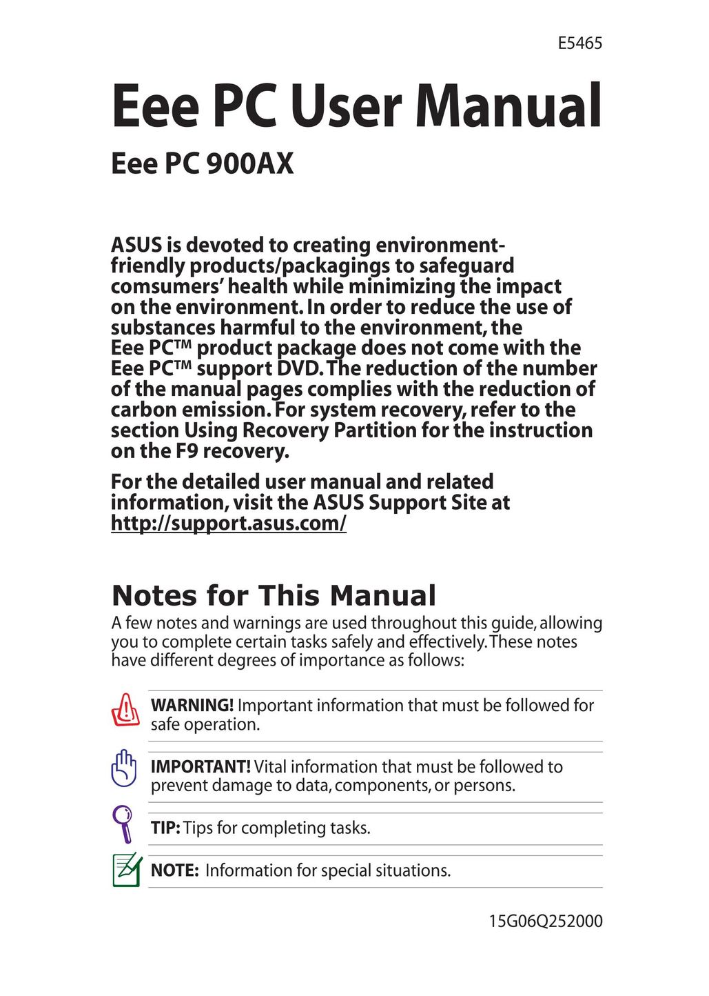 Asus 900AX Laptop User Manual