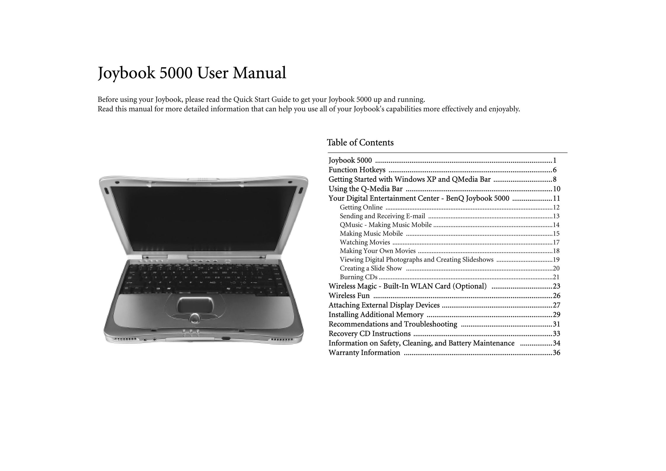 BenQ Joybook 5000 Laptop User Manual