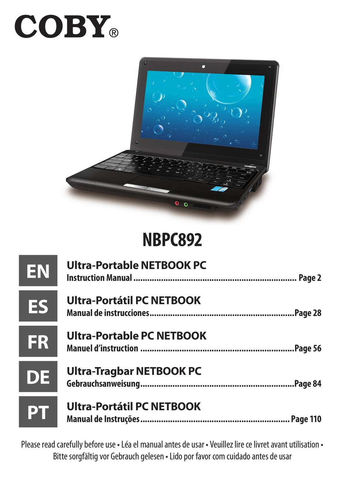 COBY electronic NBPC892 Laptop User Manual