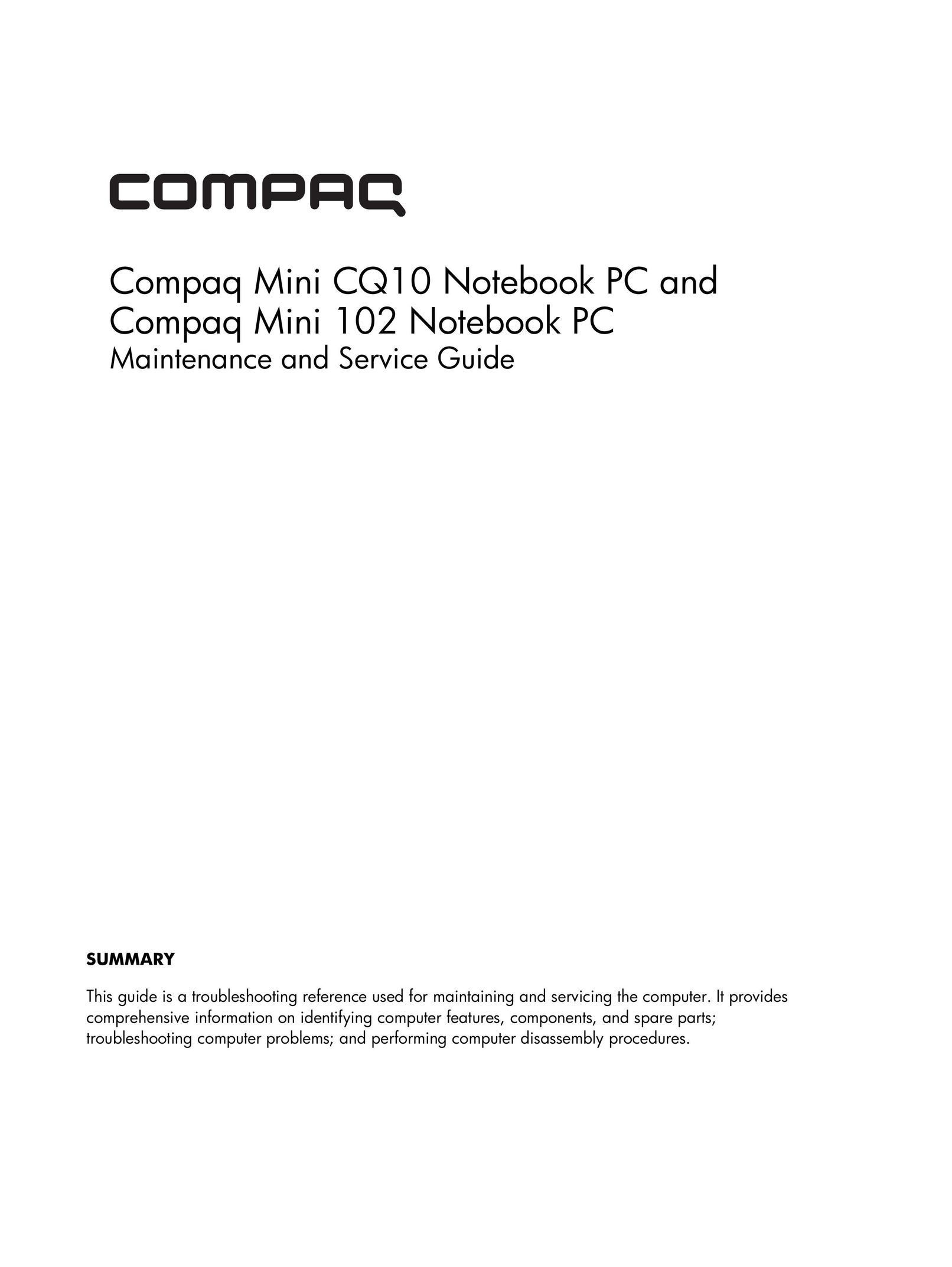 Compaq 102 Laptop User Manual