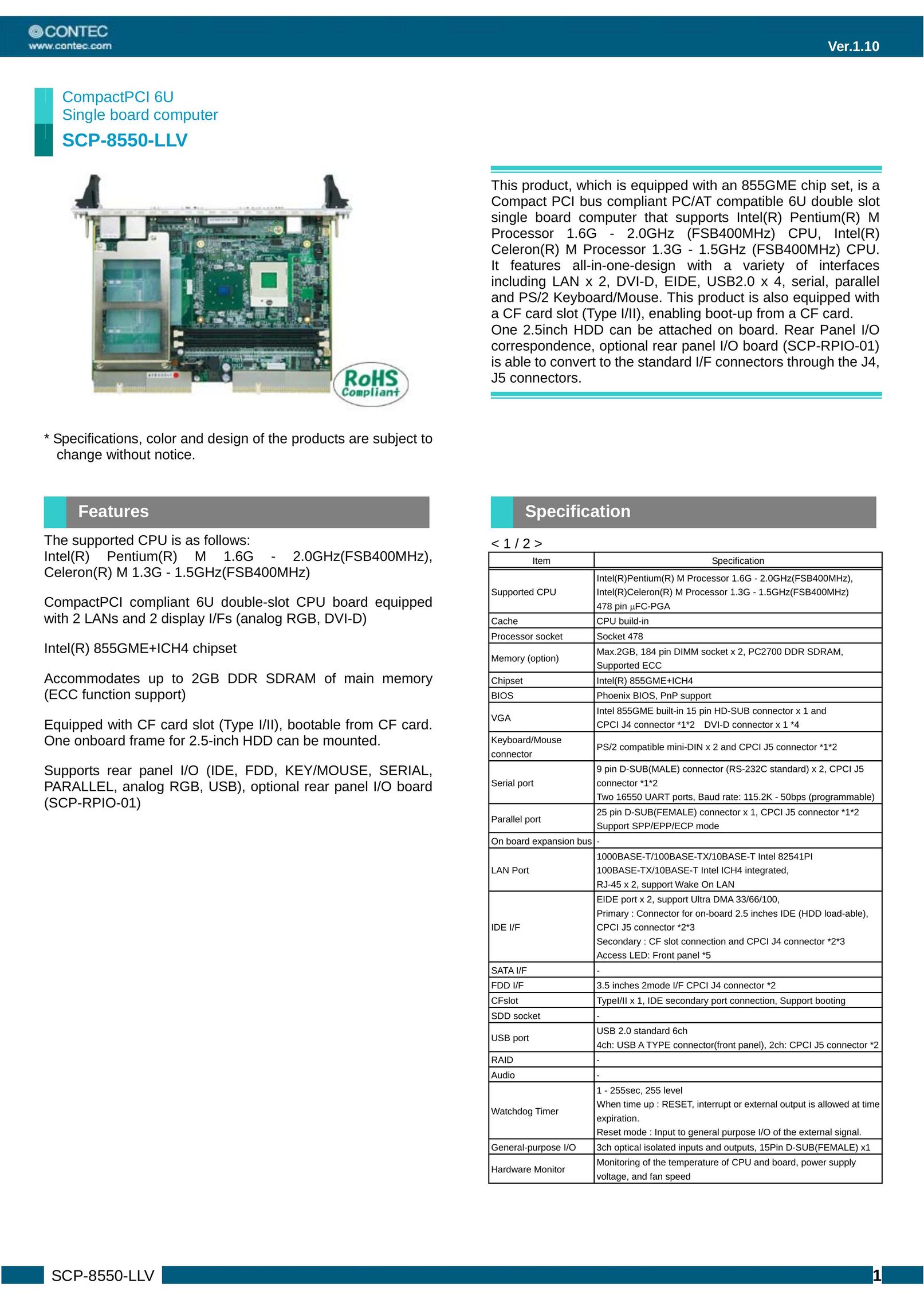 Contec SCP-8550-LLV Laptop User Manual