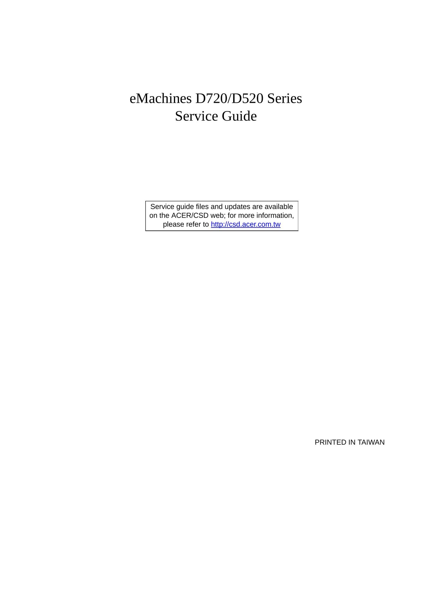eMachines D720 Laptop User Manual