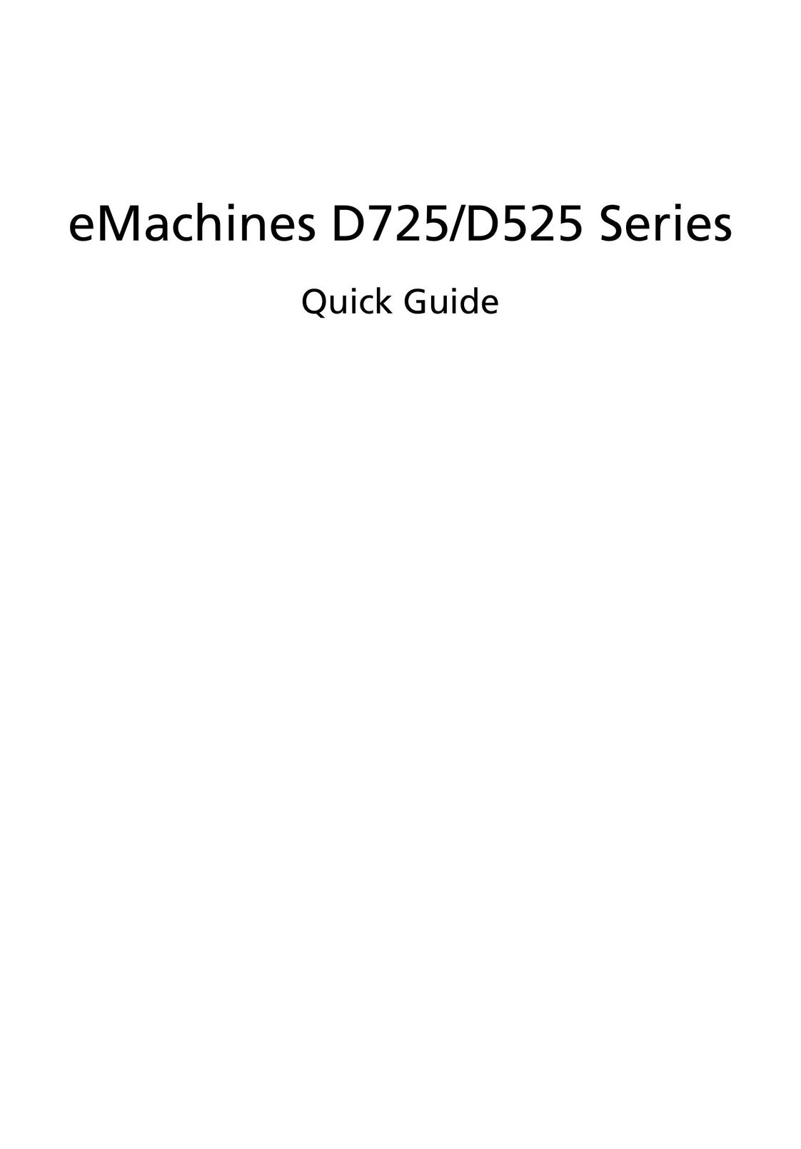 eMachines E525 Laptop User Manual
