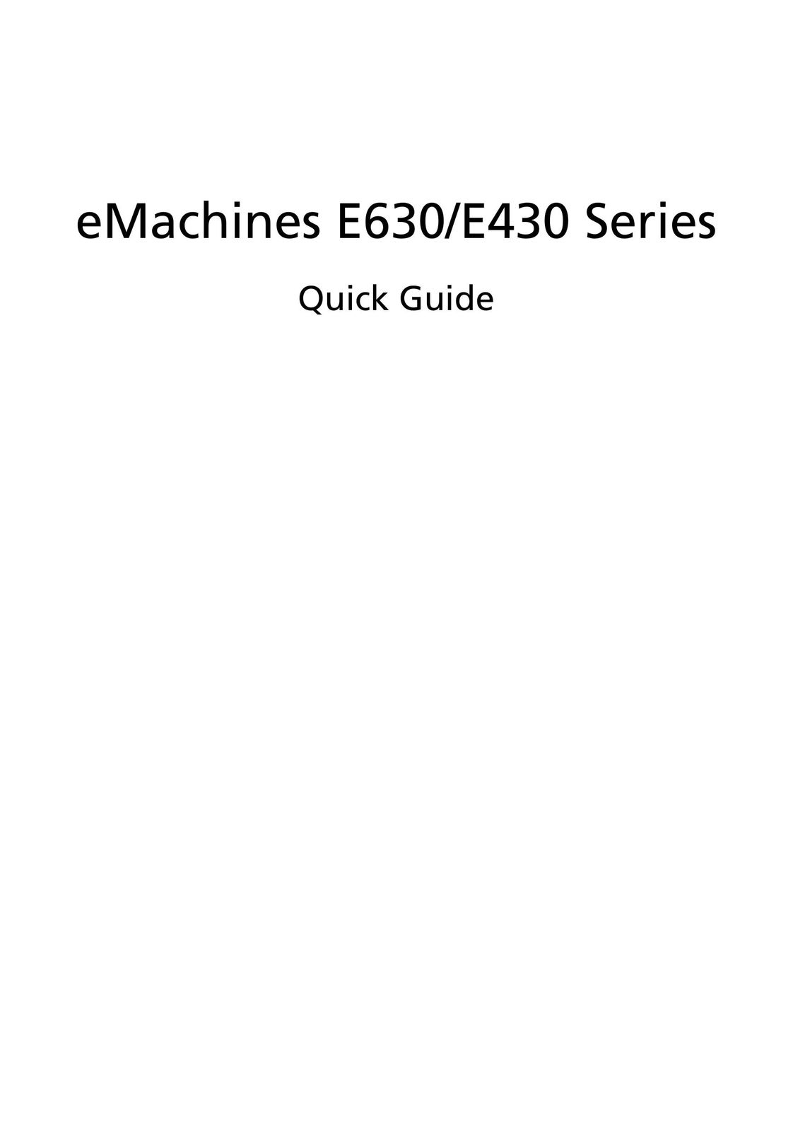 eMachines E630 Series Laptop User Manual