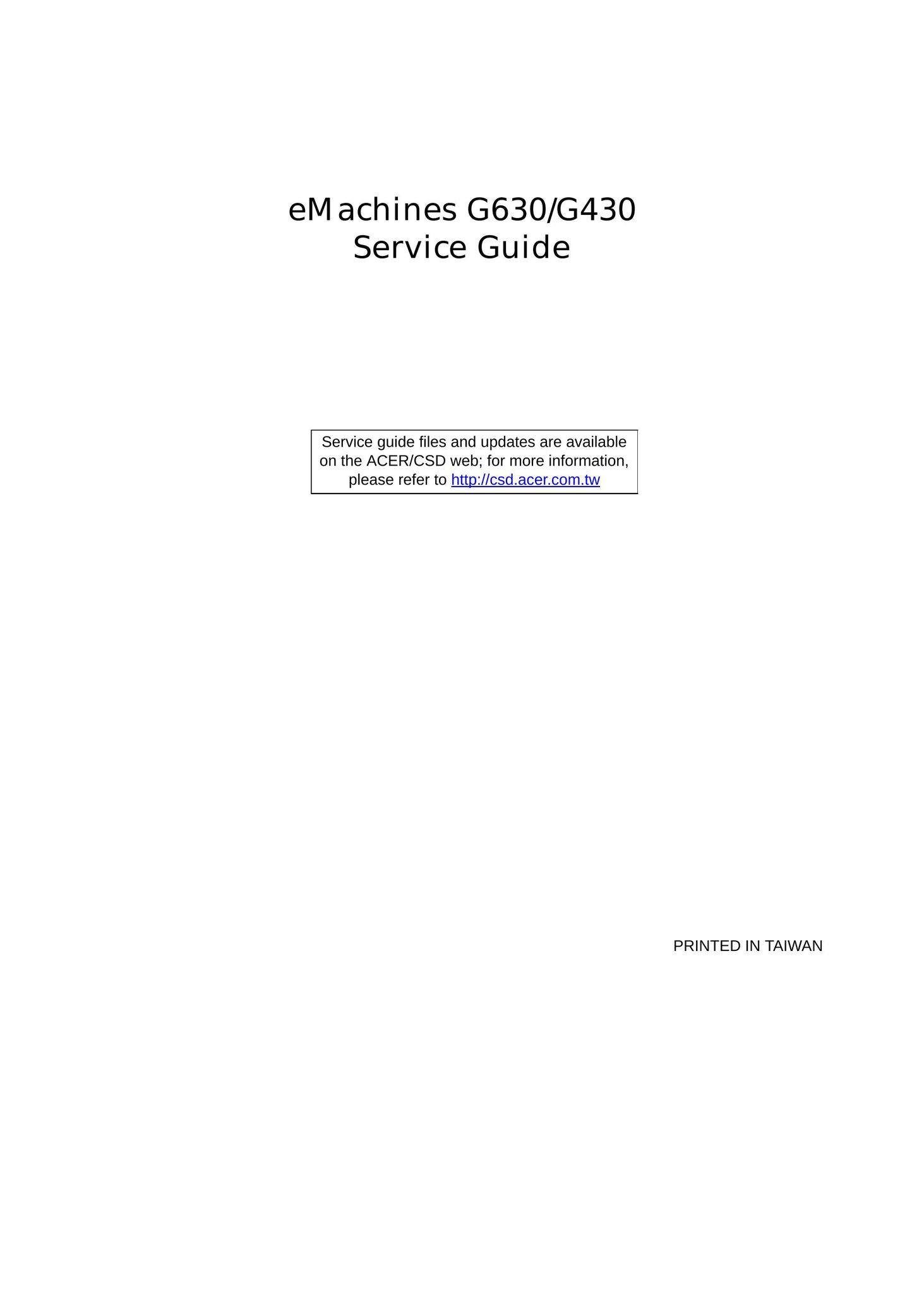 eMachines G630 Laptop User Manual