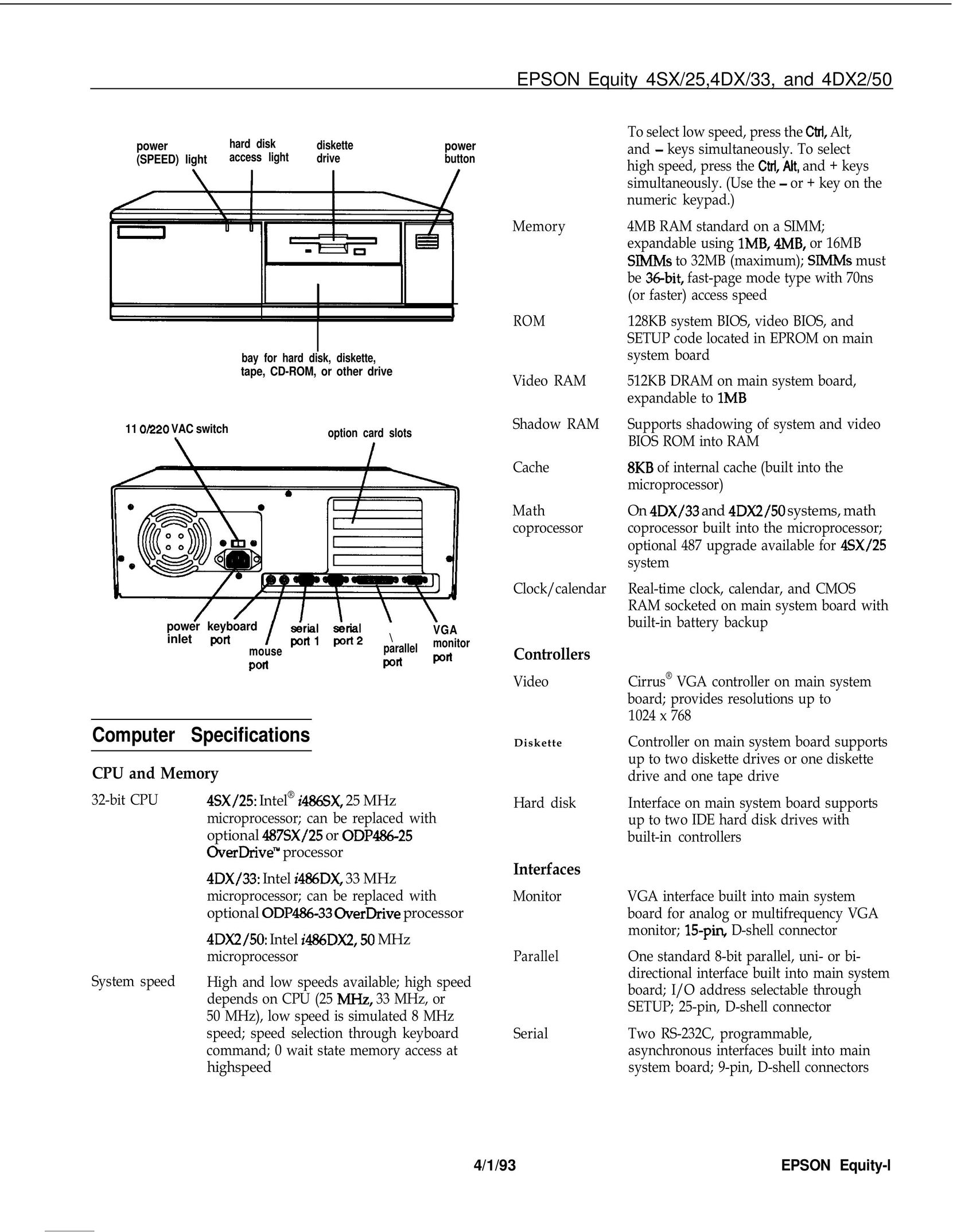 Epson 4DX/33 Laptop User Manual