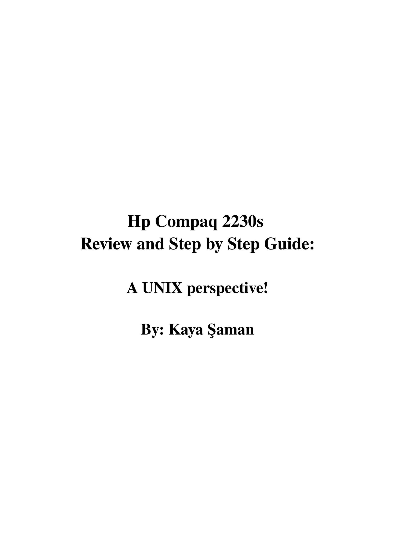 HP (Hewlett-Packard) 2230S Laptop User Manual