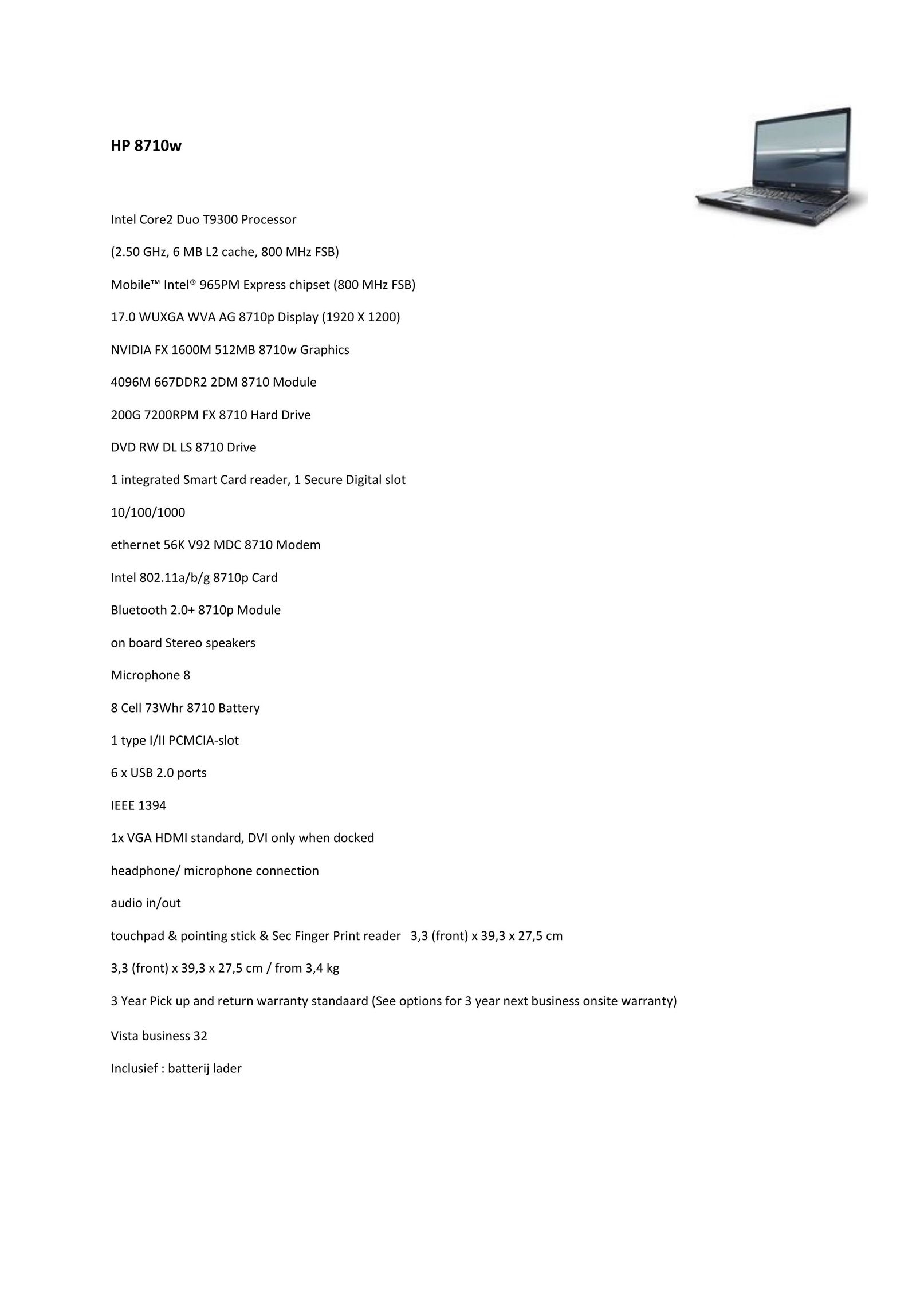 Intel HP8710w Laptop User Manual