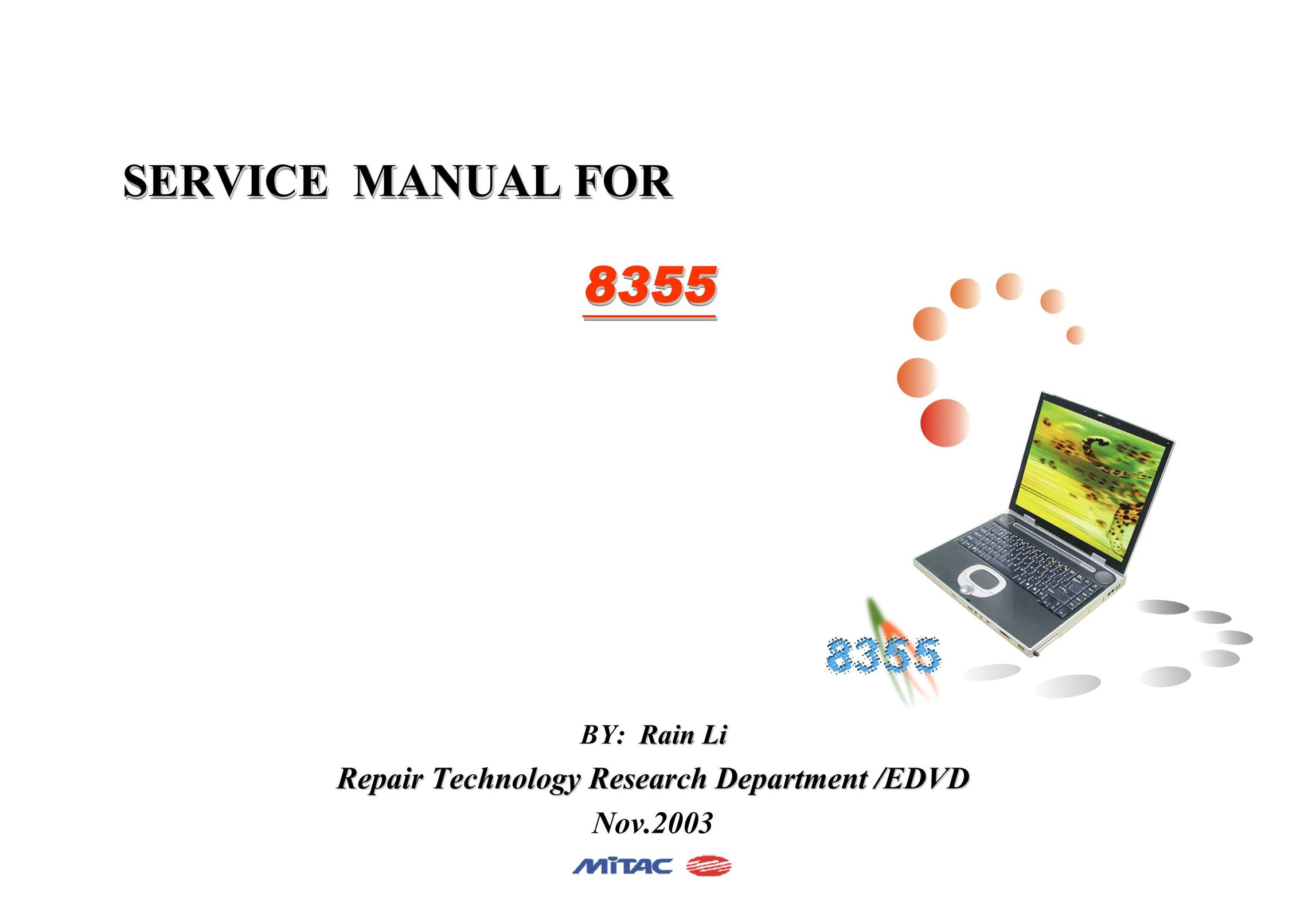 MiTAC 8355 Laptop User Manual