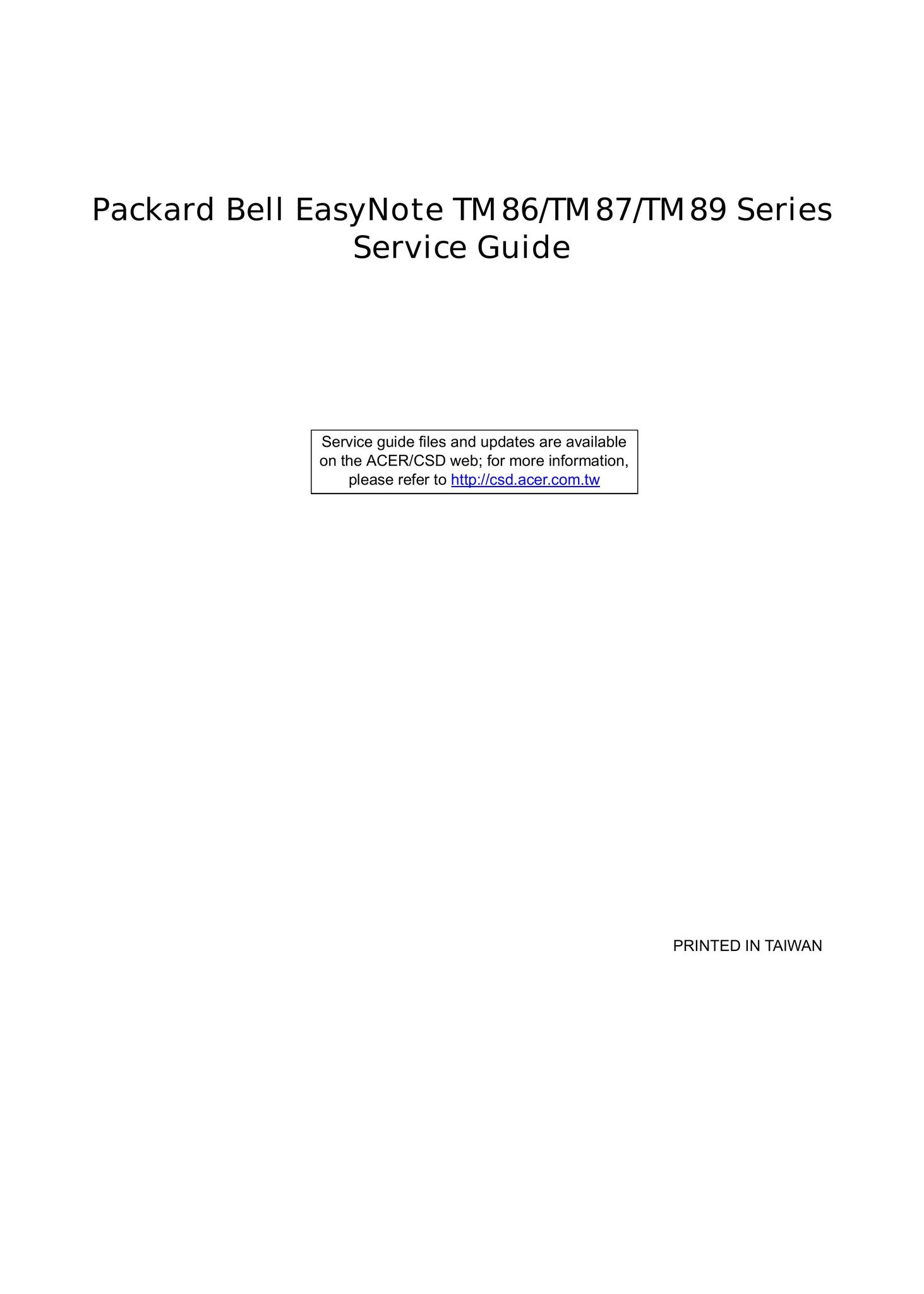 Packard Bell TM87 Laptop User Manual