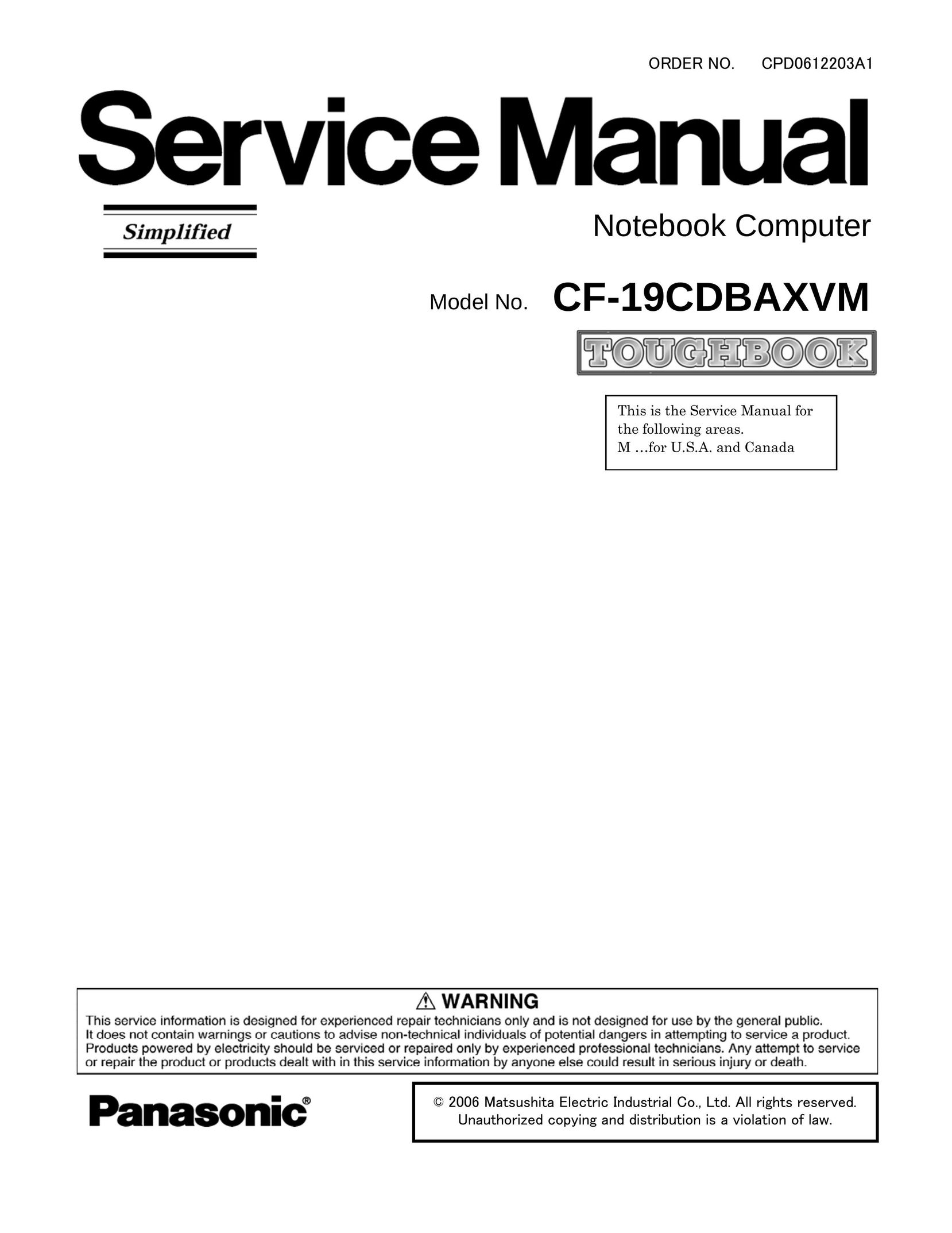 Panasonic CF-19CDBAXVM Laptop User Manual
