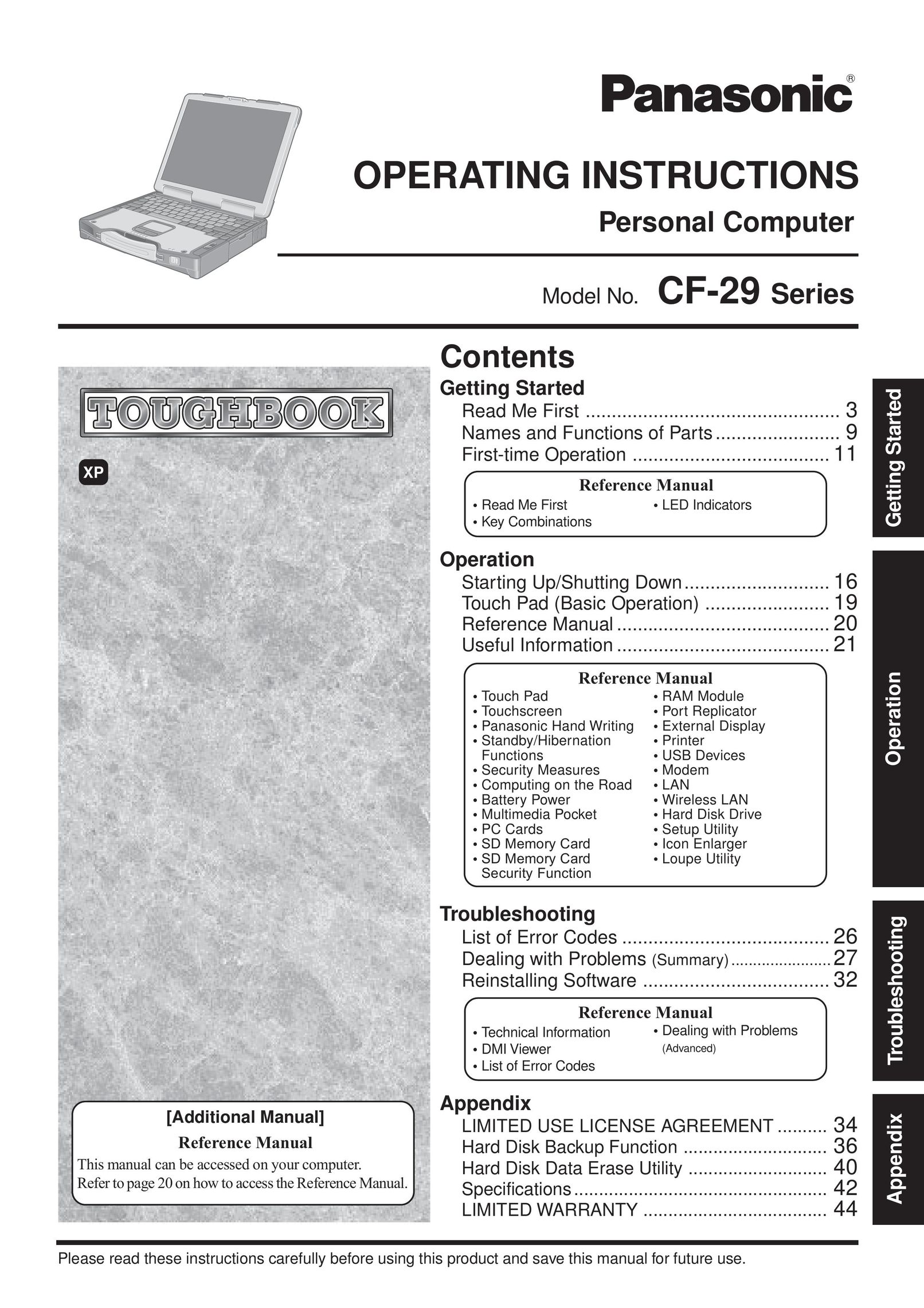 Panasonic CF-29 Series Laptop User Manual