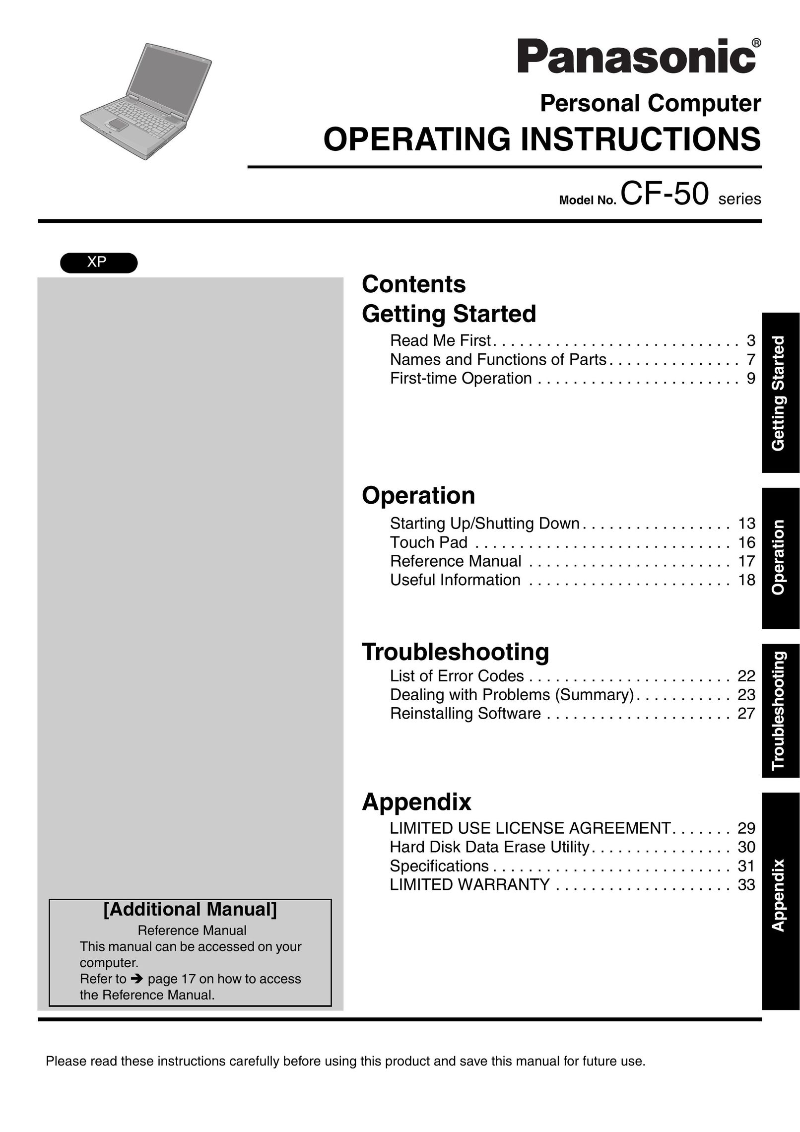 Panasonic CF-50 Laptop User Manual