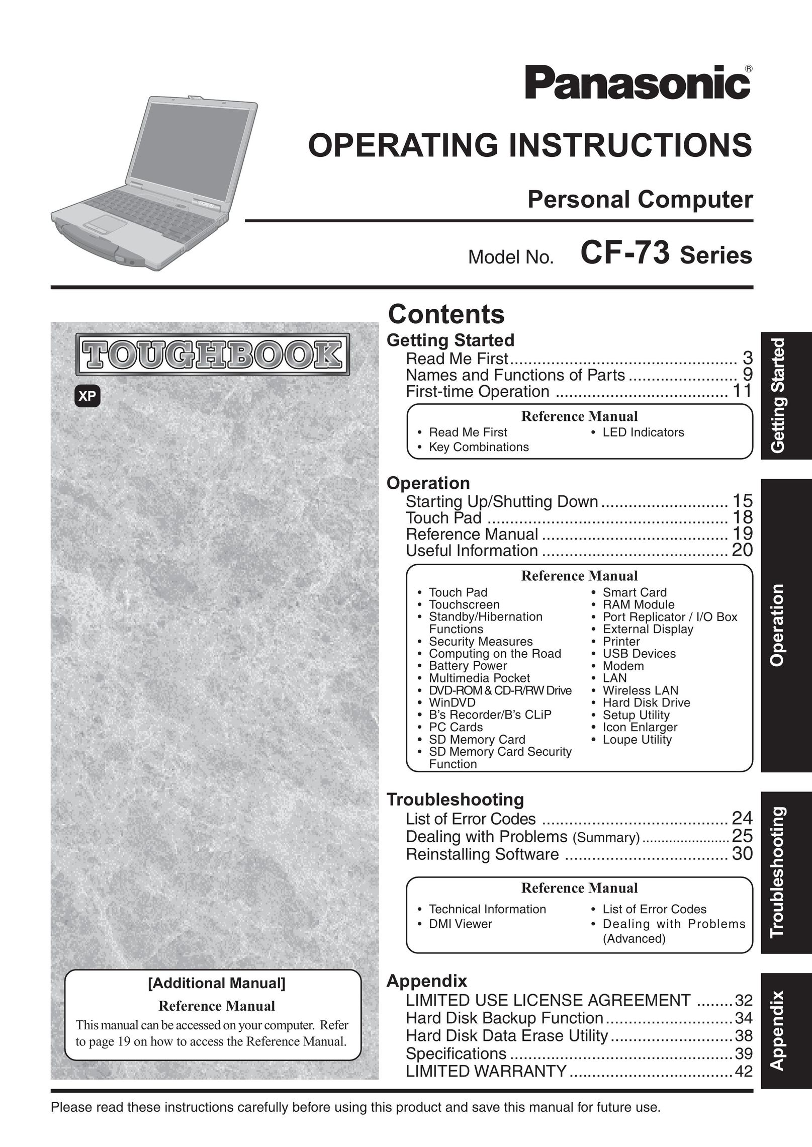 Panasonic CF-73 Series Laptop User Manual