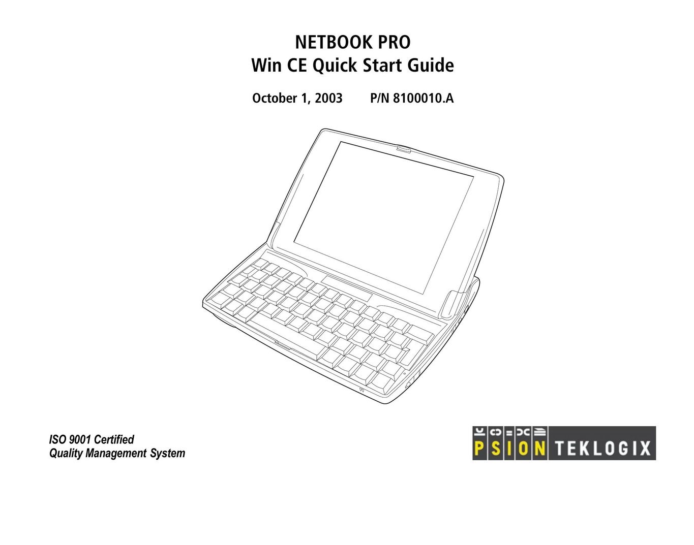 Psion Teklogix Notebook Pro Laptop User Manual