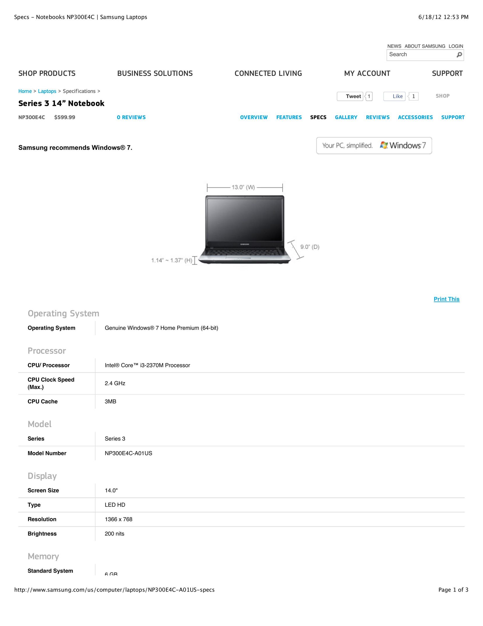 Samsung NP300E4CA0CVE Laptop User Manual