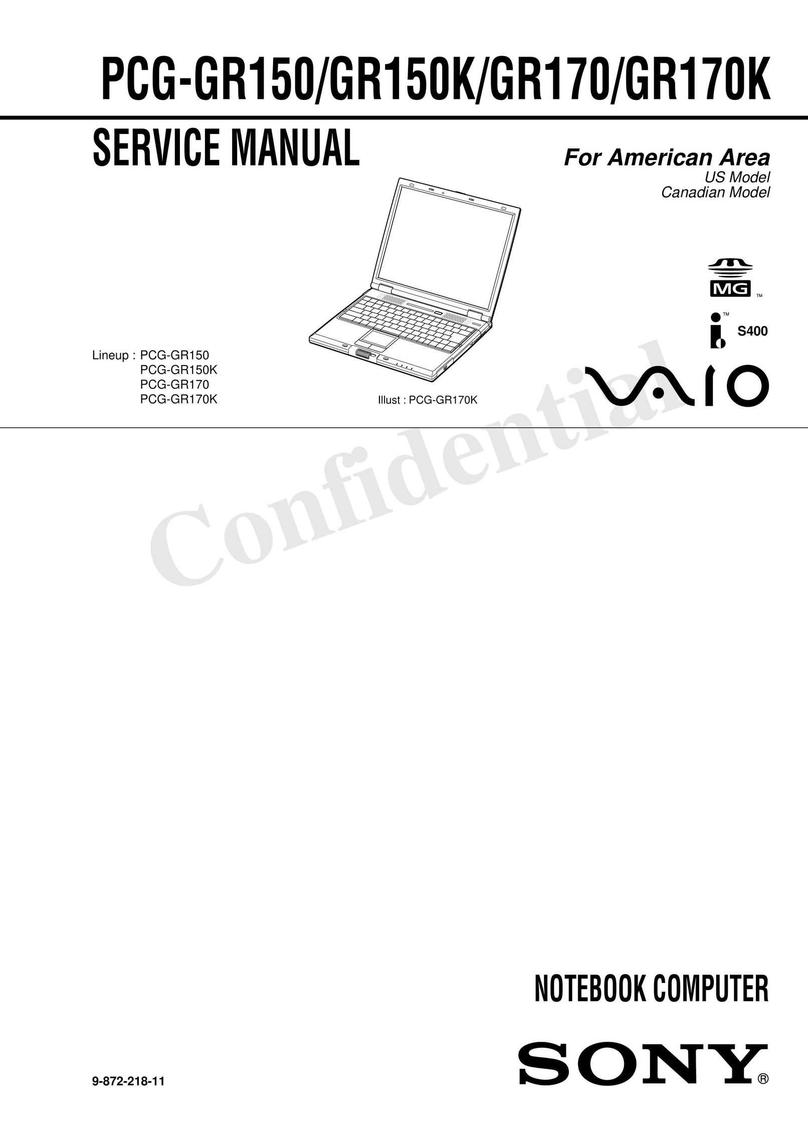 Sony GR170 Laptop User Manual